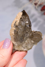 Natural Elestial Smokey Quartz Point With Calcite 6cm Points Tali & Loz Crystals