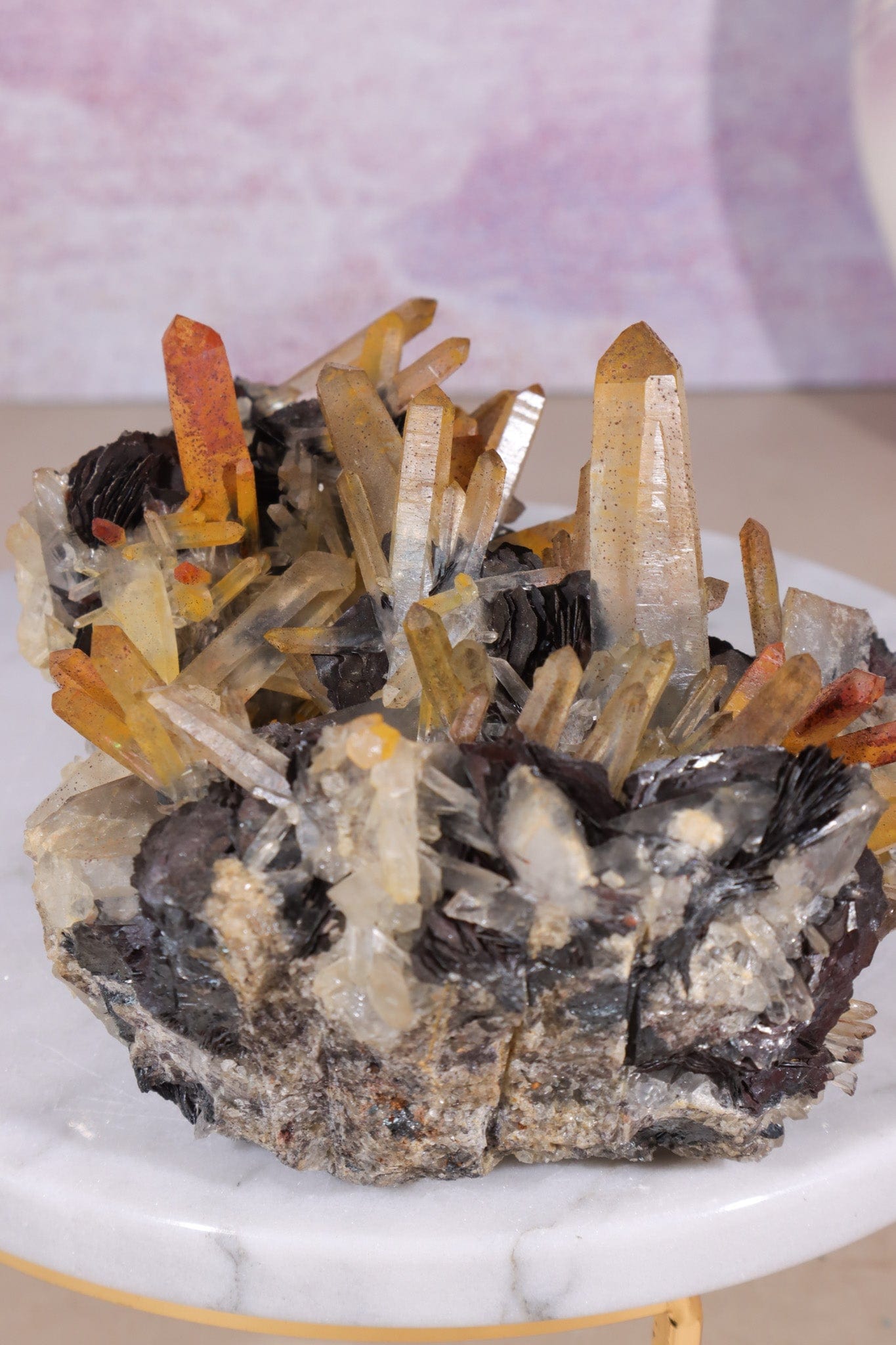 Natural Hematite Roses With Iron & Hematite Stained Quartz Specimen Specimen Tali & Loz Crystals