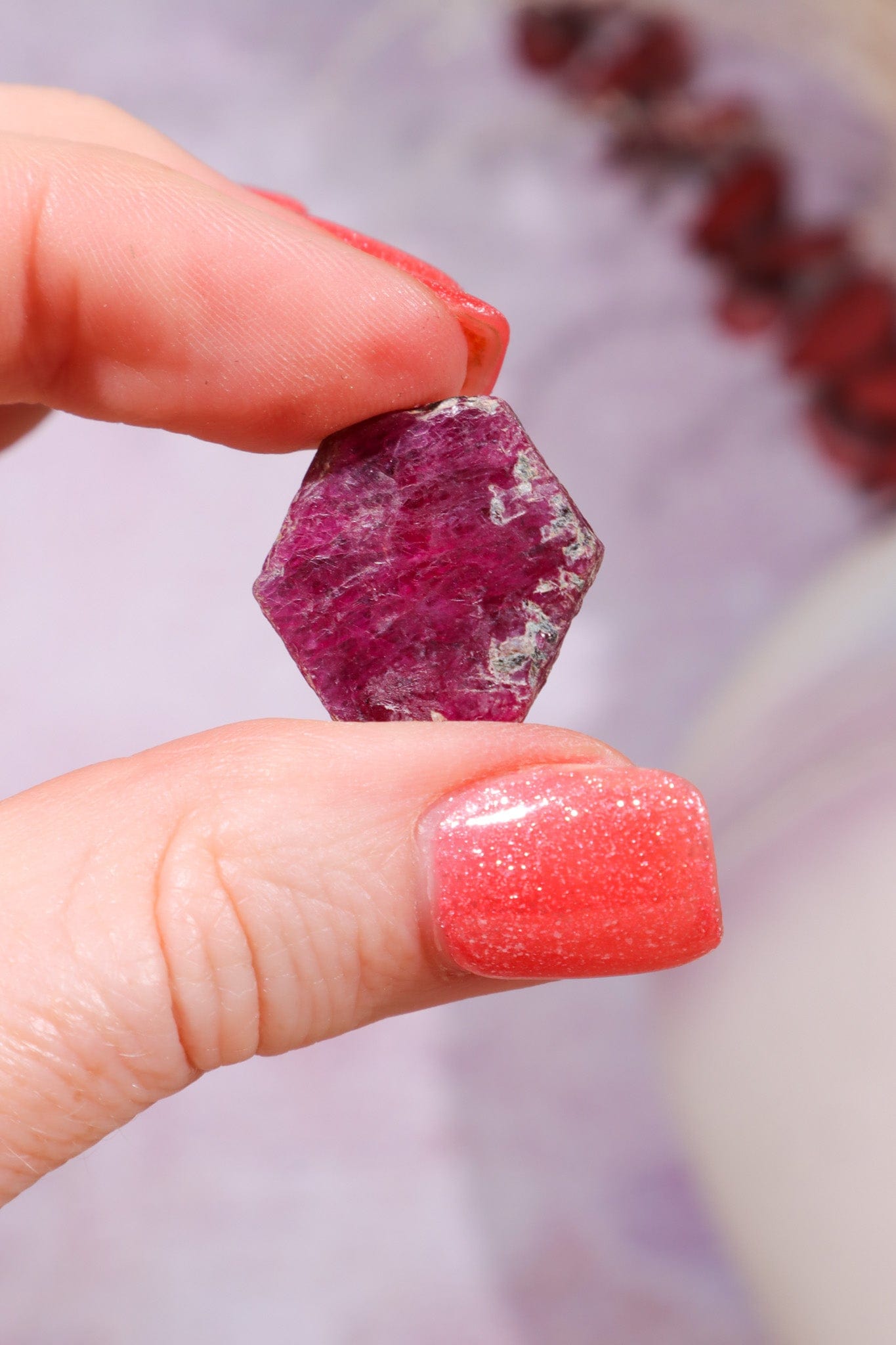 Natural Hexagonal Rough Ruby Rough Crystals Tali & Loz Crystals