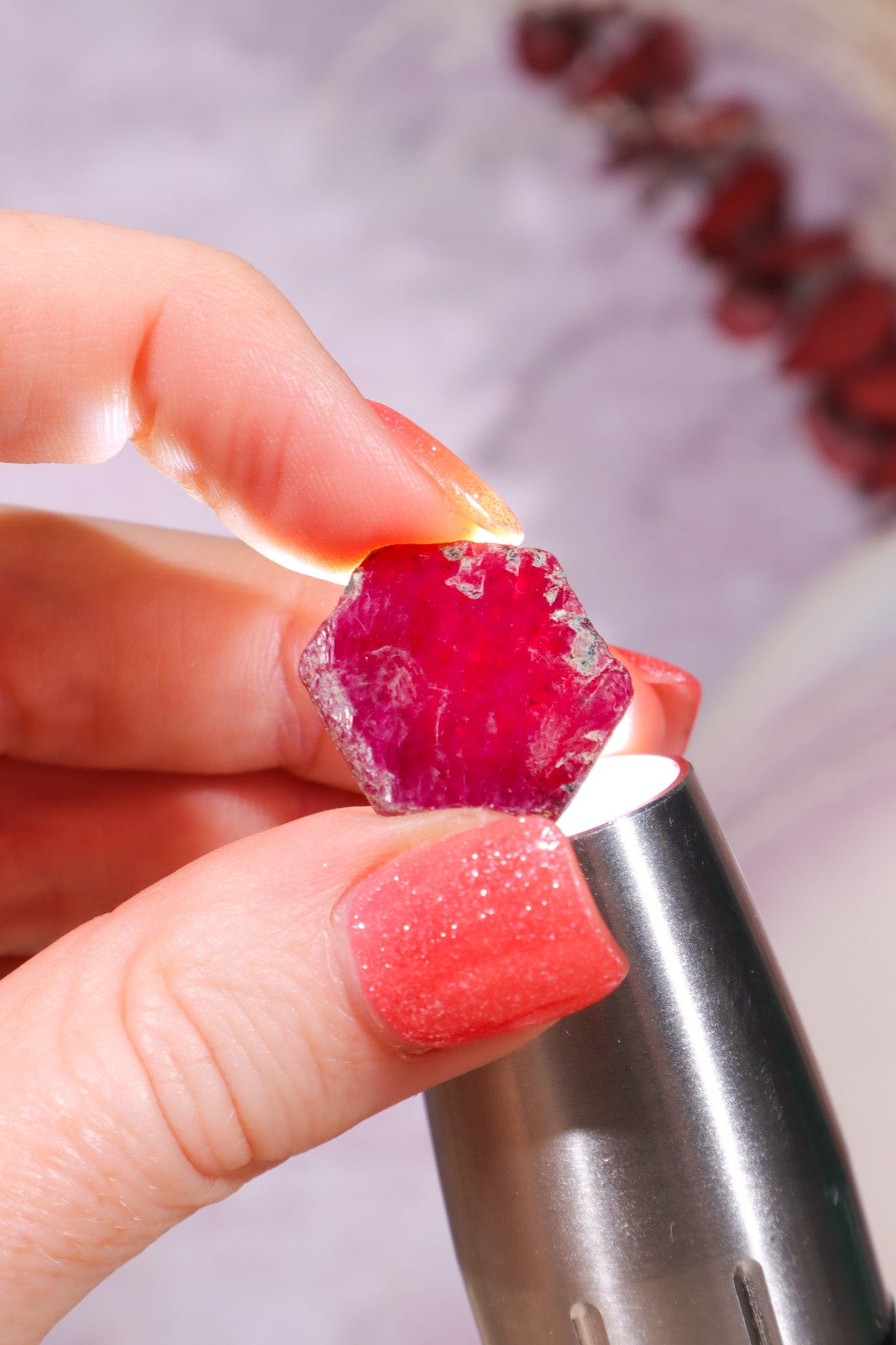 Natural Hexagonal Rough Ruby Rough Crystals Tali & Loz Crystals