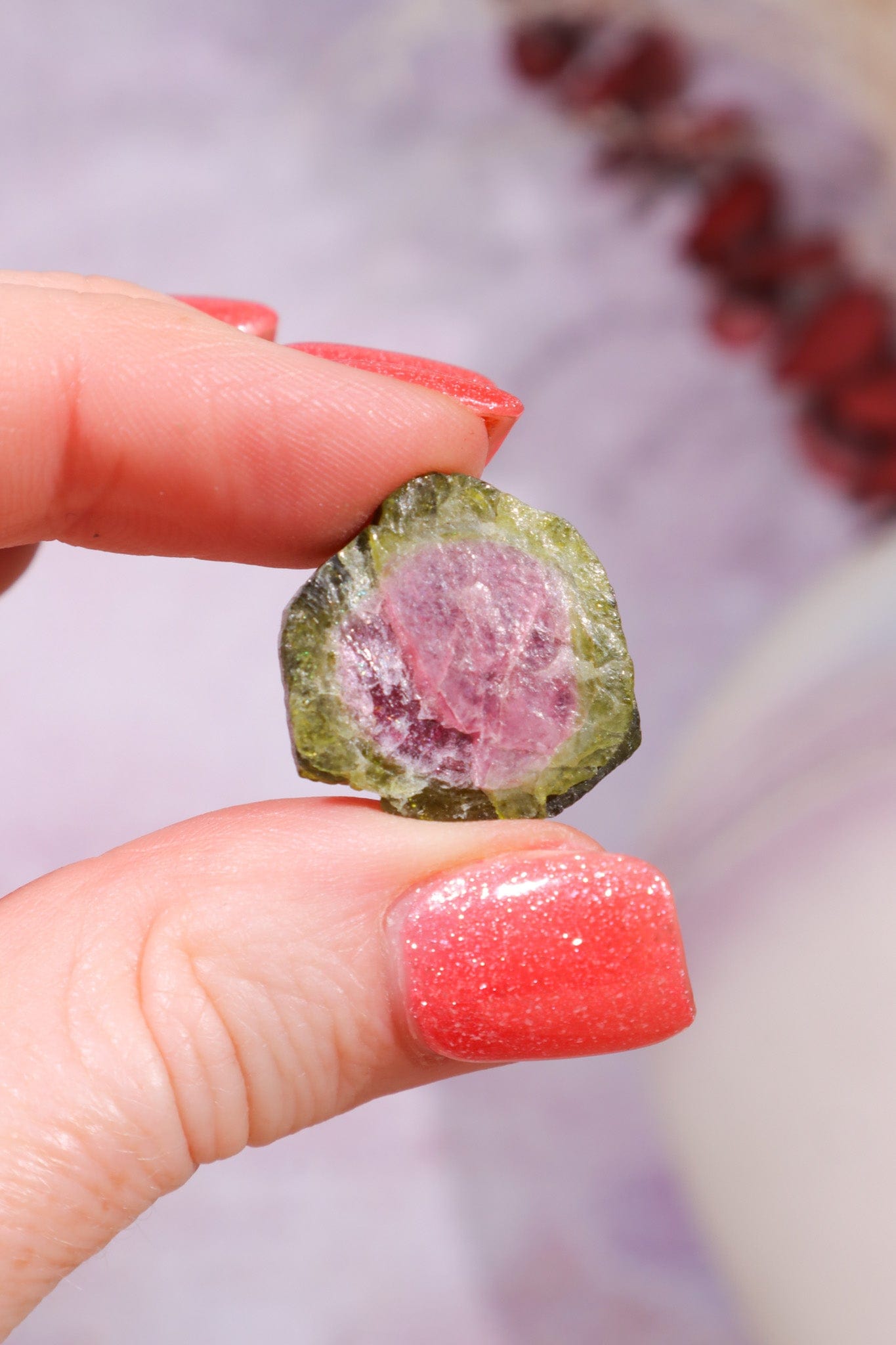 Natural Watermelon Tourmaline Slice 3.42gr | Brazil Slices Tali & Loz Crystals