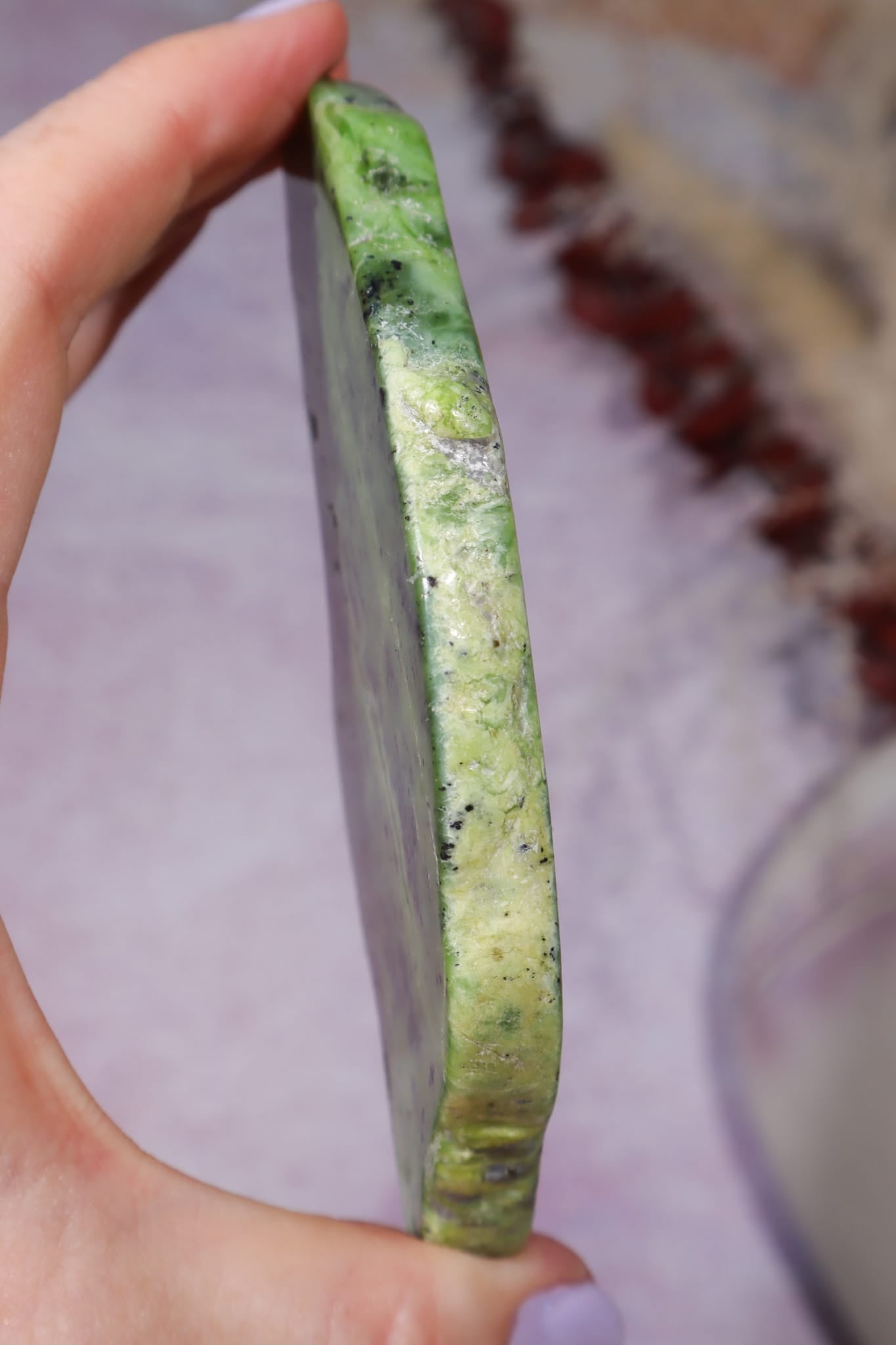 Nephrite Jade Slice | 103g | British Columbia, Canada Mineral Specimen Tali & Loz Crystals