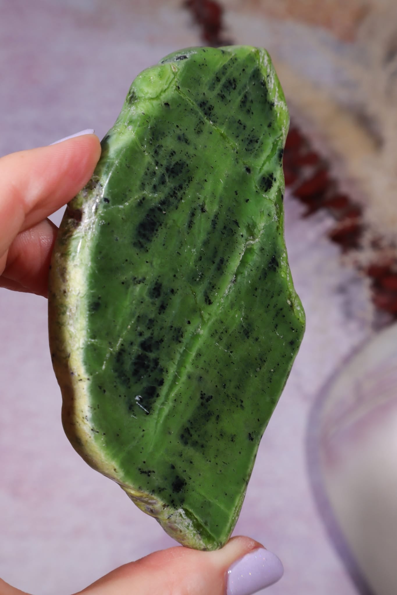Nephrite Jade Slice | 103g | British Columbia, Canada Mineral Specimen Tali & Loz Crystals