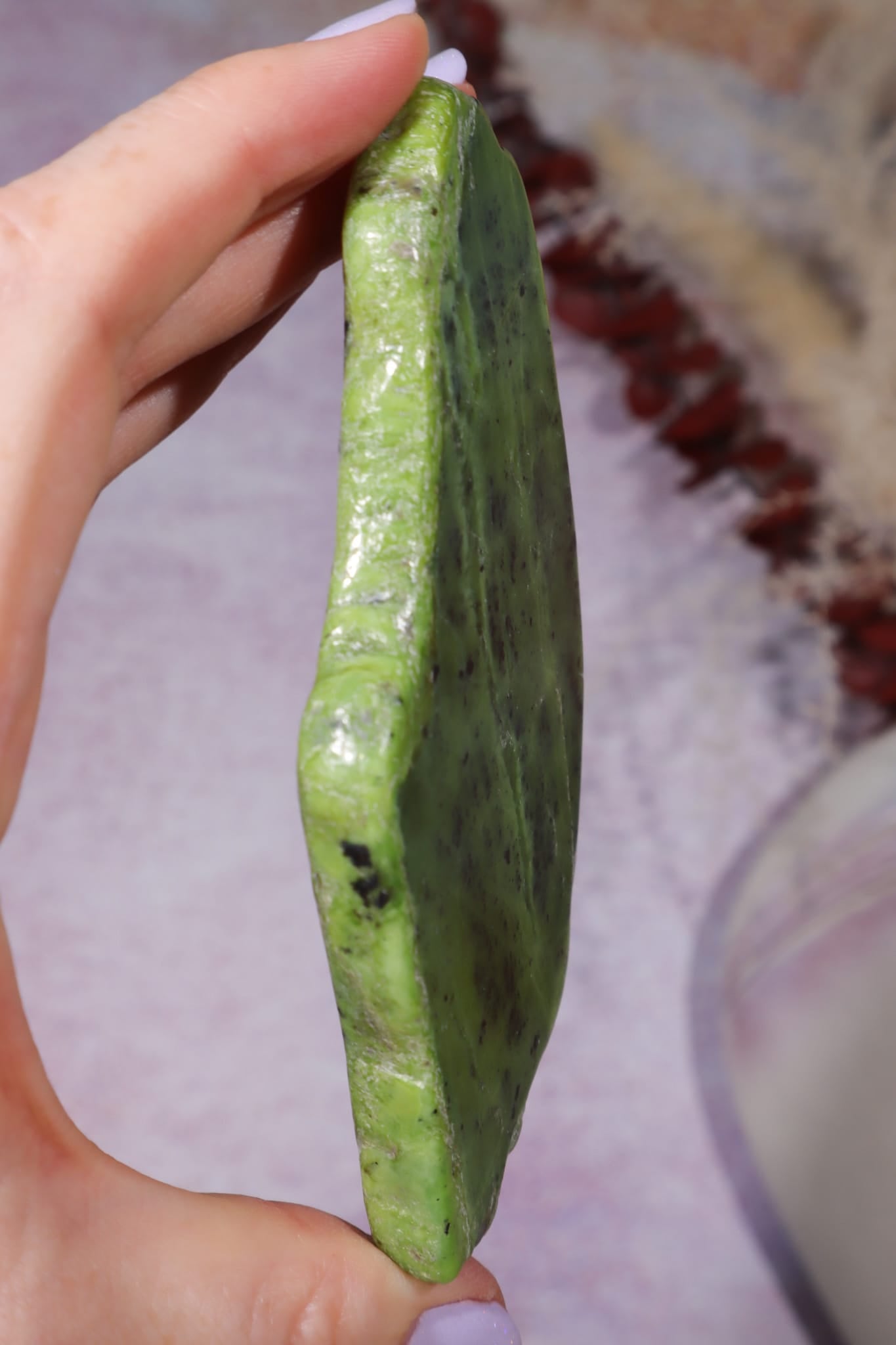 Nephrite Jade Slice | 103g | British Columbia, Canada Mineral Specimen Tali & Loz Crystals