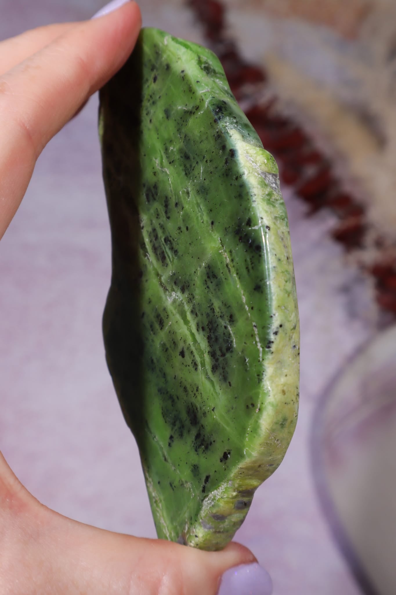 Nephrite Jade Slice | 103g | British Columbia, Canada Mineral Specimen Tali & Loz Crystals