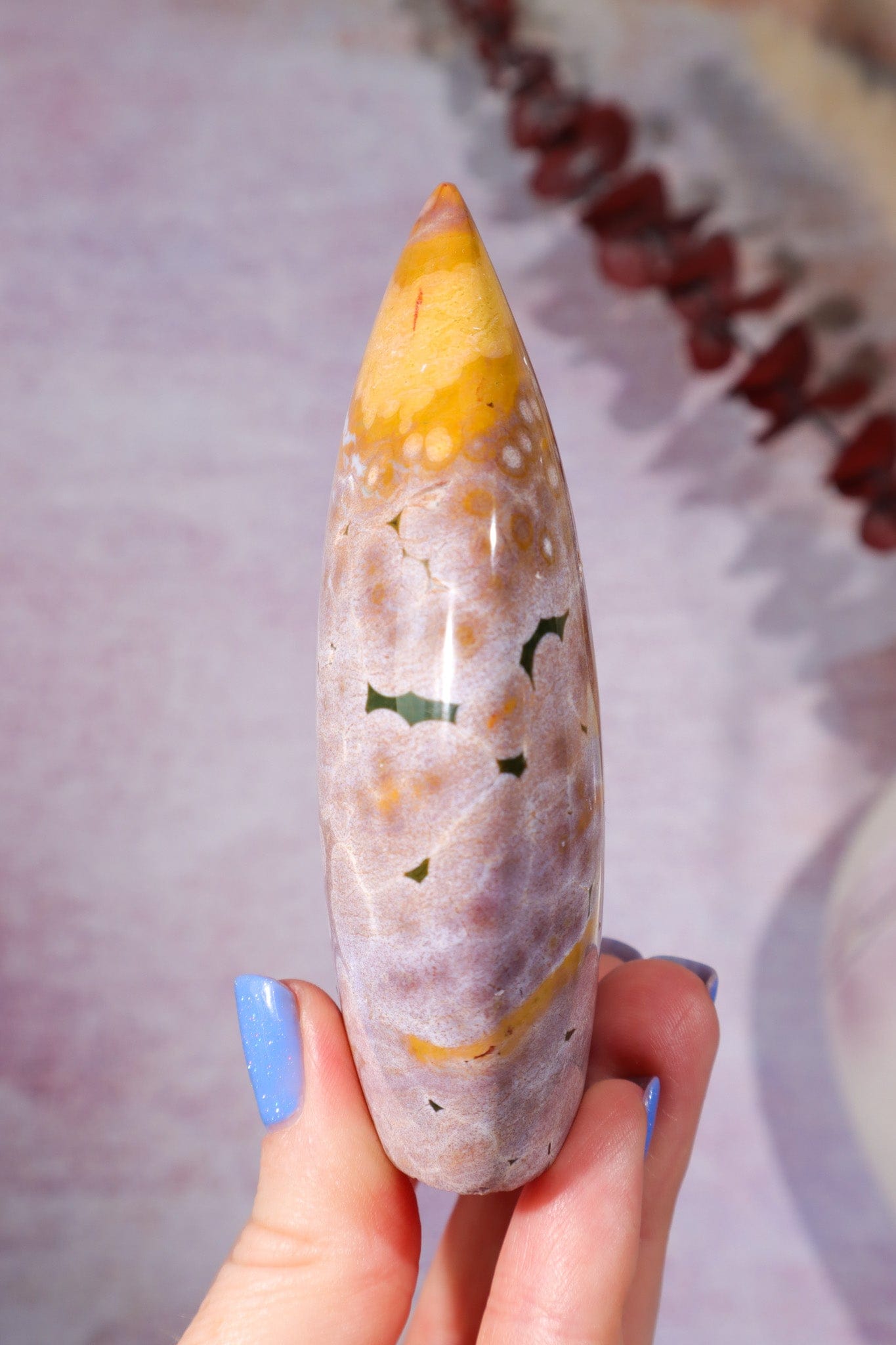 Ocean Jasper Flame 9.5cm, Sold as Seen Flames Tali & Loz Crystals