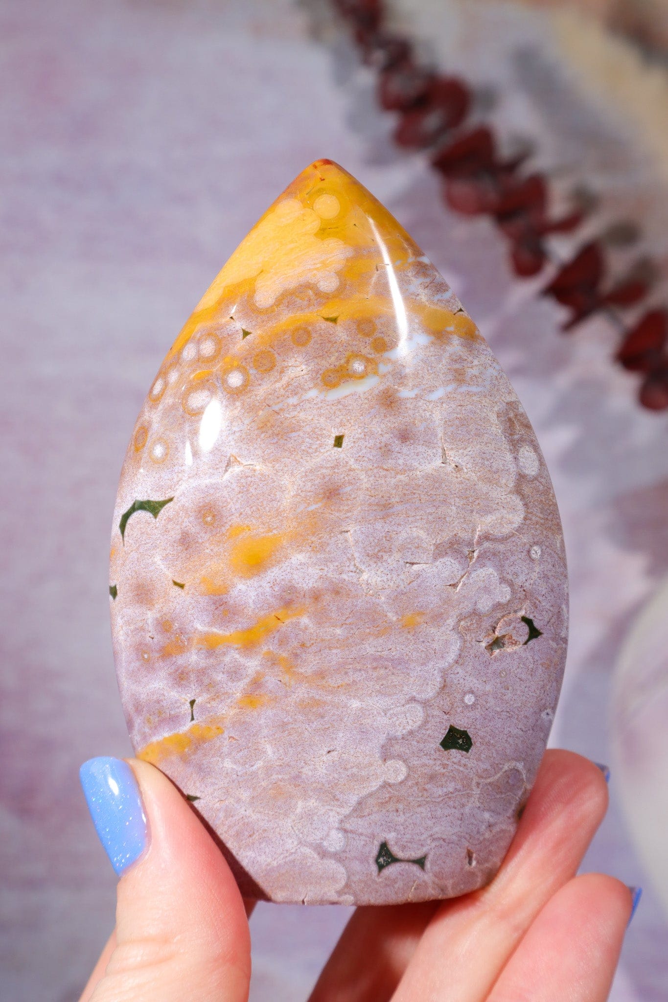 Ocean Jasper Flame 9.5cm, Sold as Seen Flames Tali & Loz Crystals