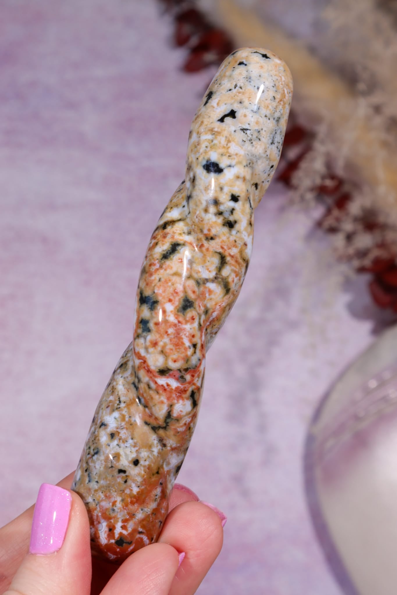 Ocean Jasper Twisted Wand | 120mm | Old Collection Wand Tali & Loz Crystals