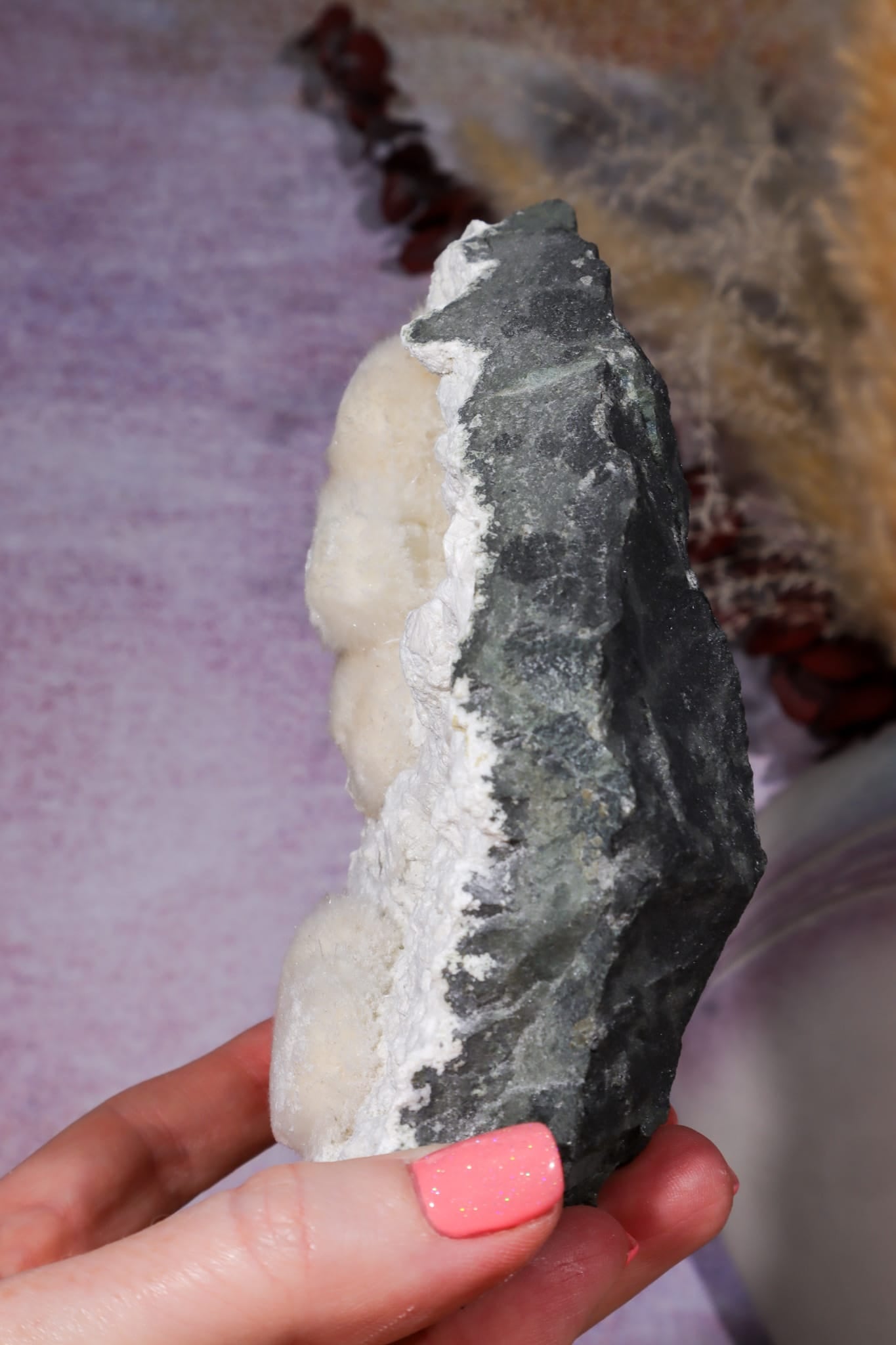 Okenite Specimen 13.5cm, India, Sold as Seen Minerals Tali & Loz Crystals