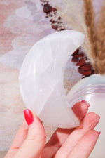 OUTLET 10cm Selenite Moon Bowl (Small Imperfections) | Intuitively Chosen Bowls Tali & Loz Crystals