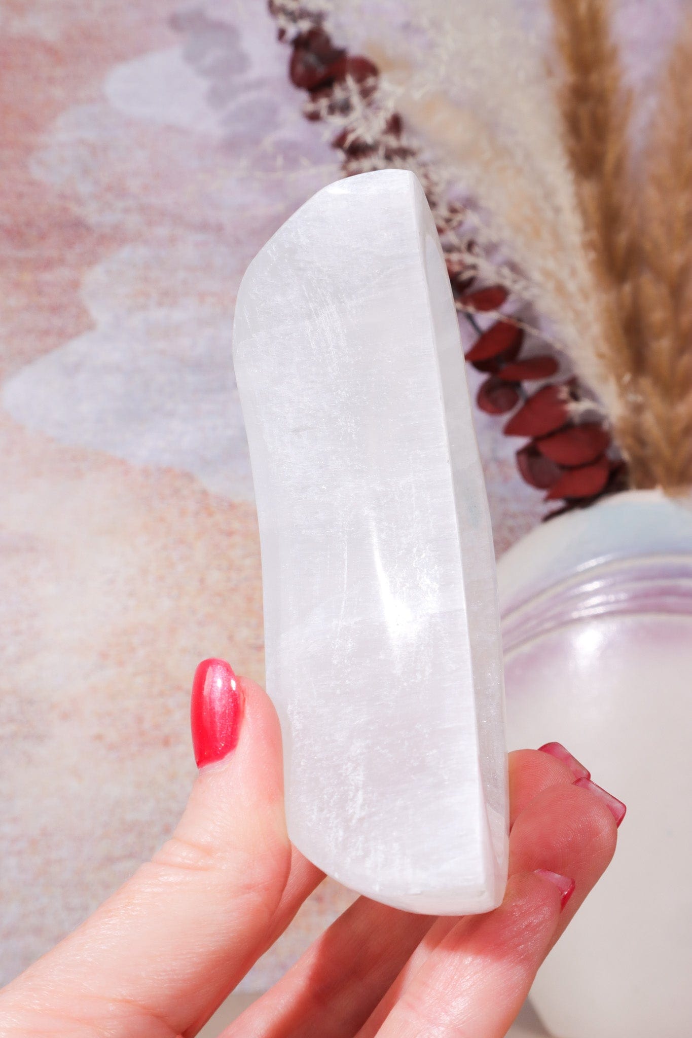 OUTLET 10cm Selenite Moon Bowl (Small Imperfections) | Intuitively Chosen Bowls Tali & Loz Crystals