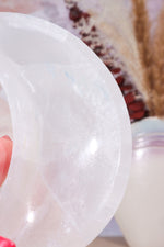 OUTLET 10cm Selenite Moon Bowl (Small Imperfections) | Intuitively Chosen Bowls Tali & Loz Crystals