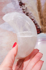 OUTLET 10cm Selenite Moon Bowl (Small Imperfections) | Intuitively Chosen Bowls Tali & Loz Crystals