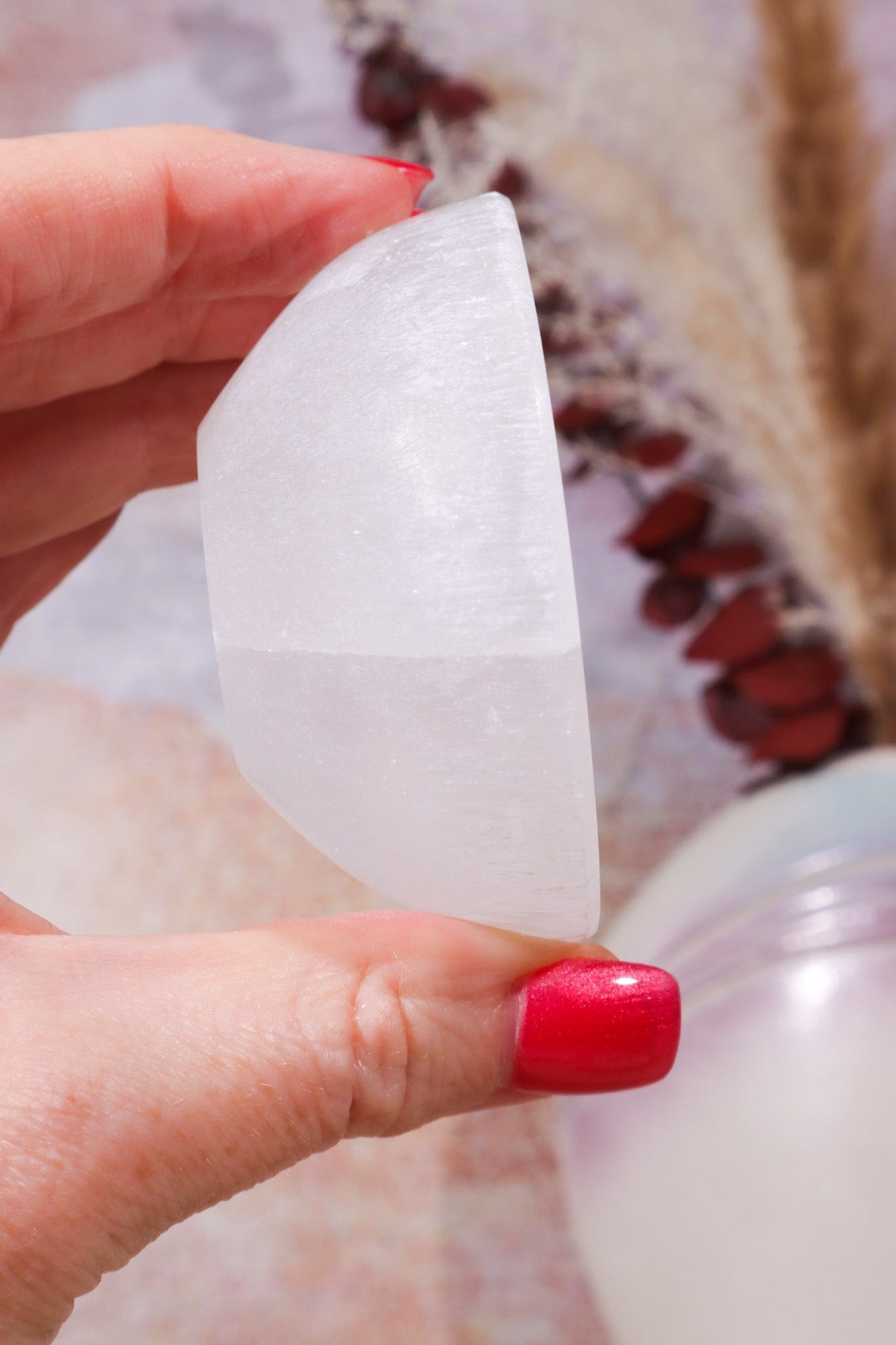 OUTLET 6cm Selenite Bowl (Small Imperfections) | Intuitively Chosen Bowls Tali & Loz Crystals