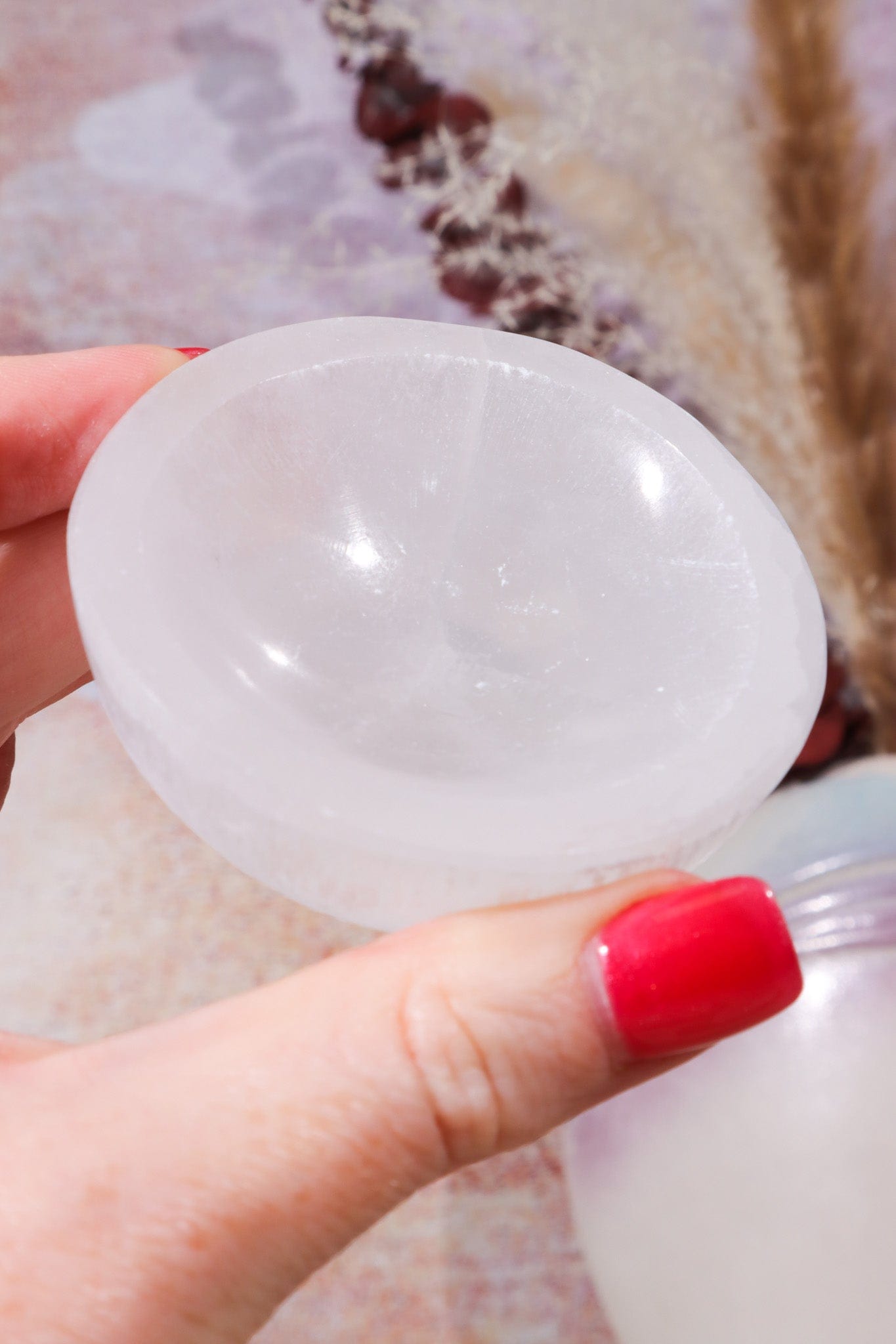 OUTLET 6cm Selenite Bowl (Small Imperfections) | Intuitively Chosen Bowls Tali & Loz Crystals