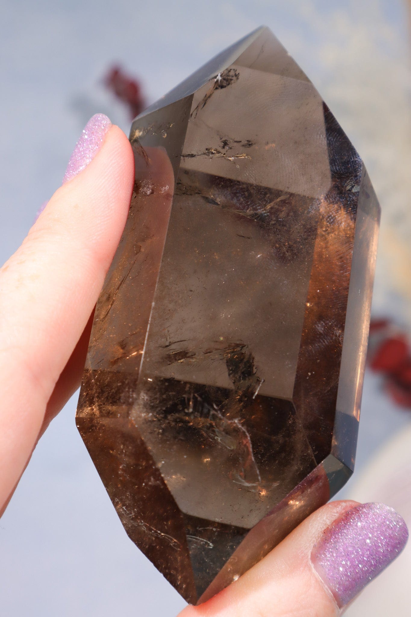 OUTLET AAA Grade Smokey Quartz Double Terminated Point With Inclusions Points Tali & Loz Crystals