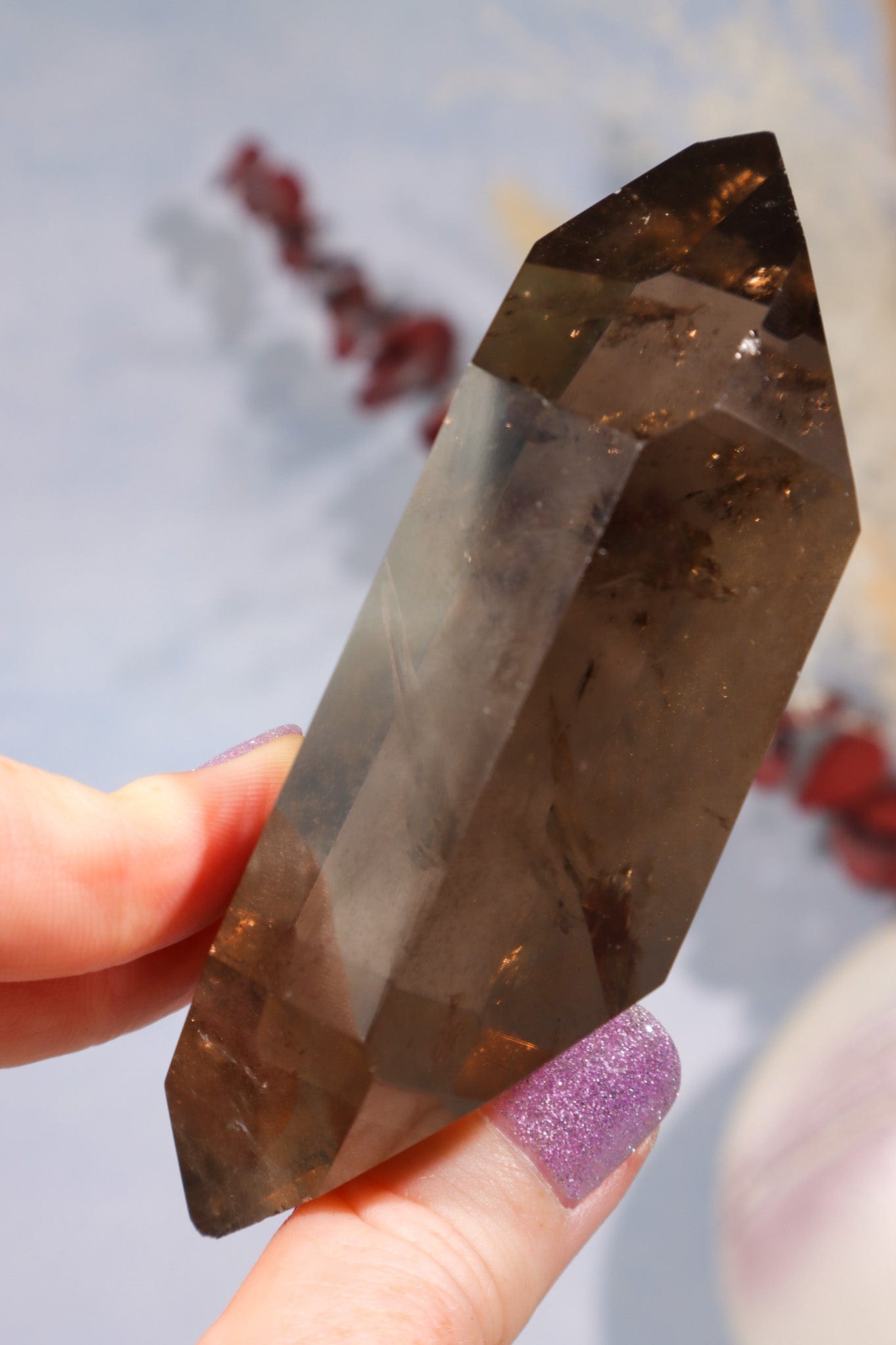 OUTLET AAA Grade Smokey Quartz Double Terminated Point With Inclusions Points Tali & Loz Crystals