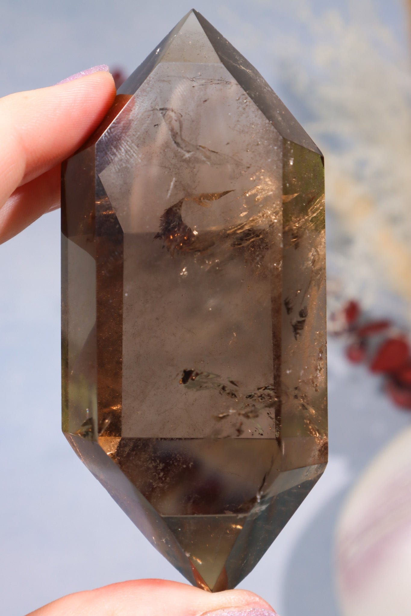 OUTLET AAA Grade Smokey Quartz Double Terminated Point With Inclusions Points Tali & Loz Crystals