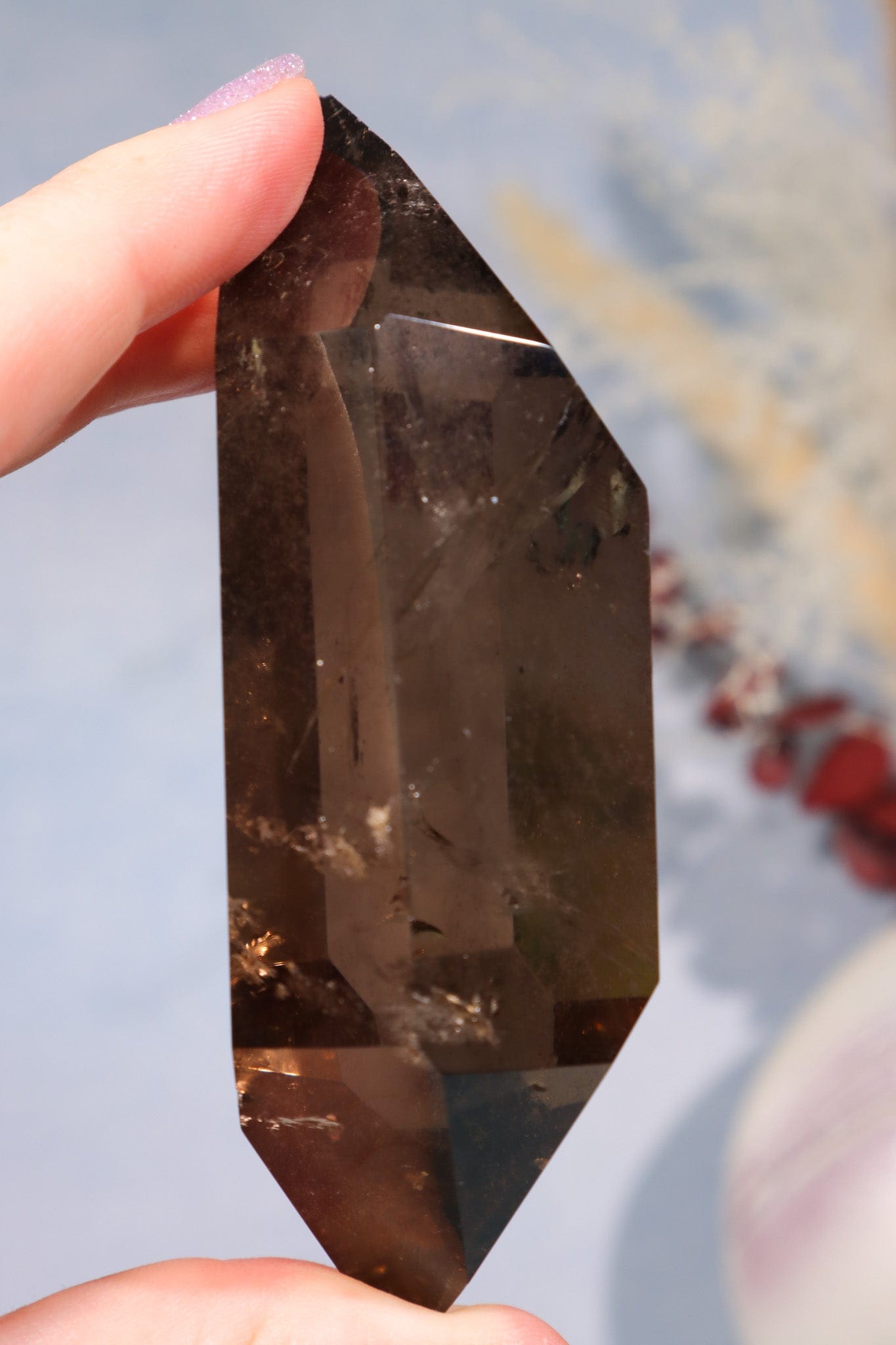 OUTLET AAA Grade Smokey Quartz Double Terminated Point With Inclusions Points Tali & Loz Crystals