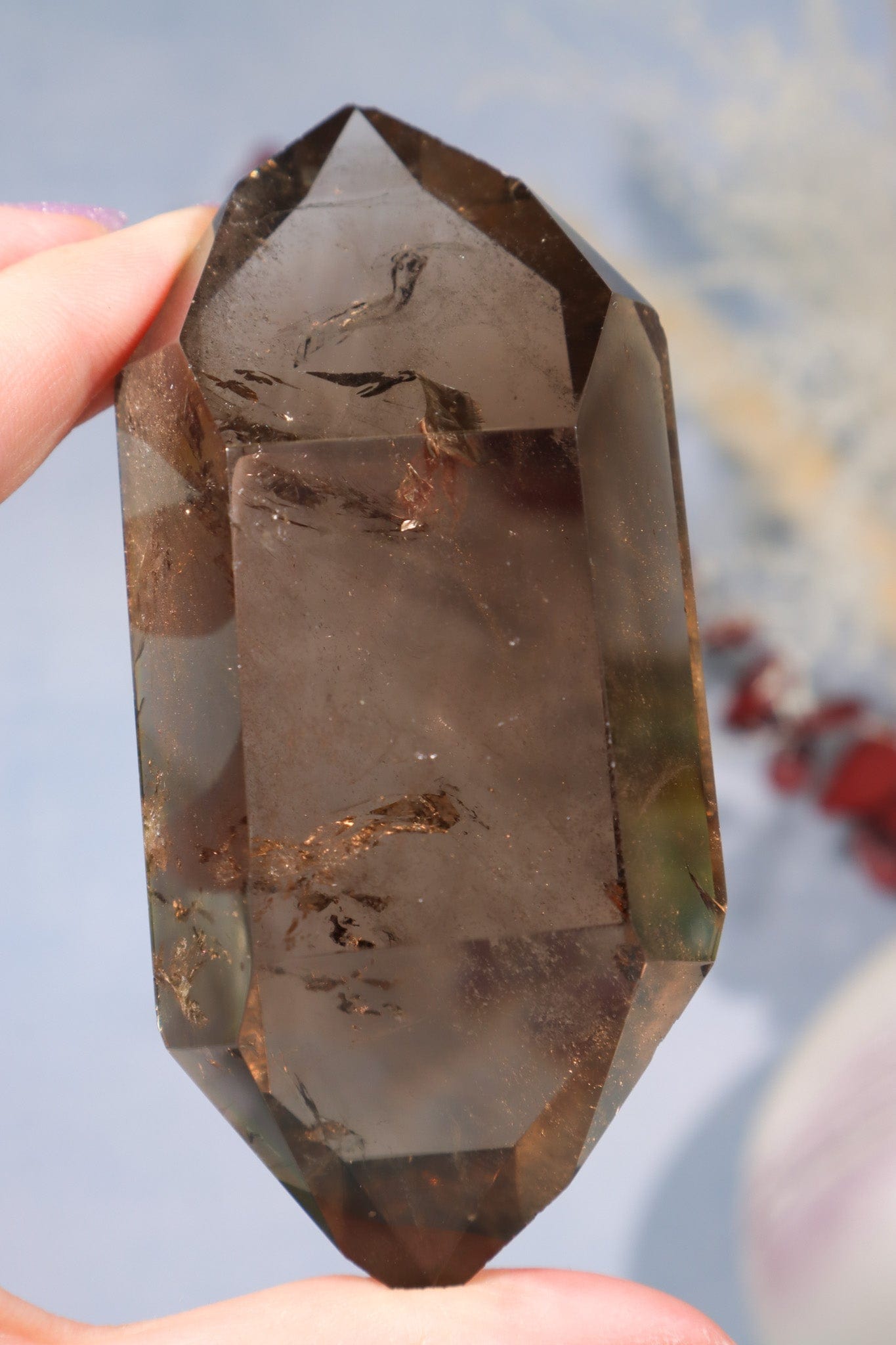 OUTLET AAA Grade Smokey Quartz Double Terminated Point With Inclusions Points Tali & Loz Crystals