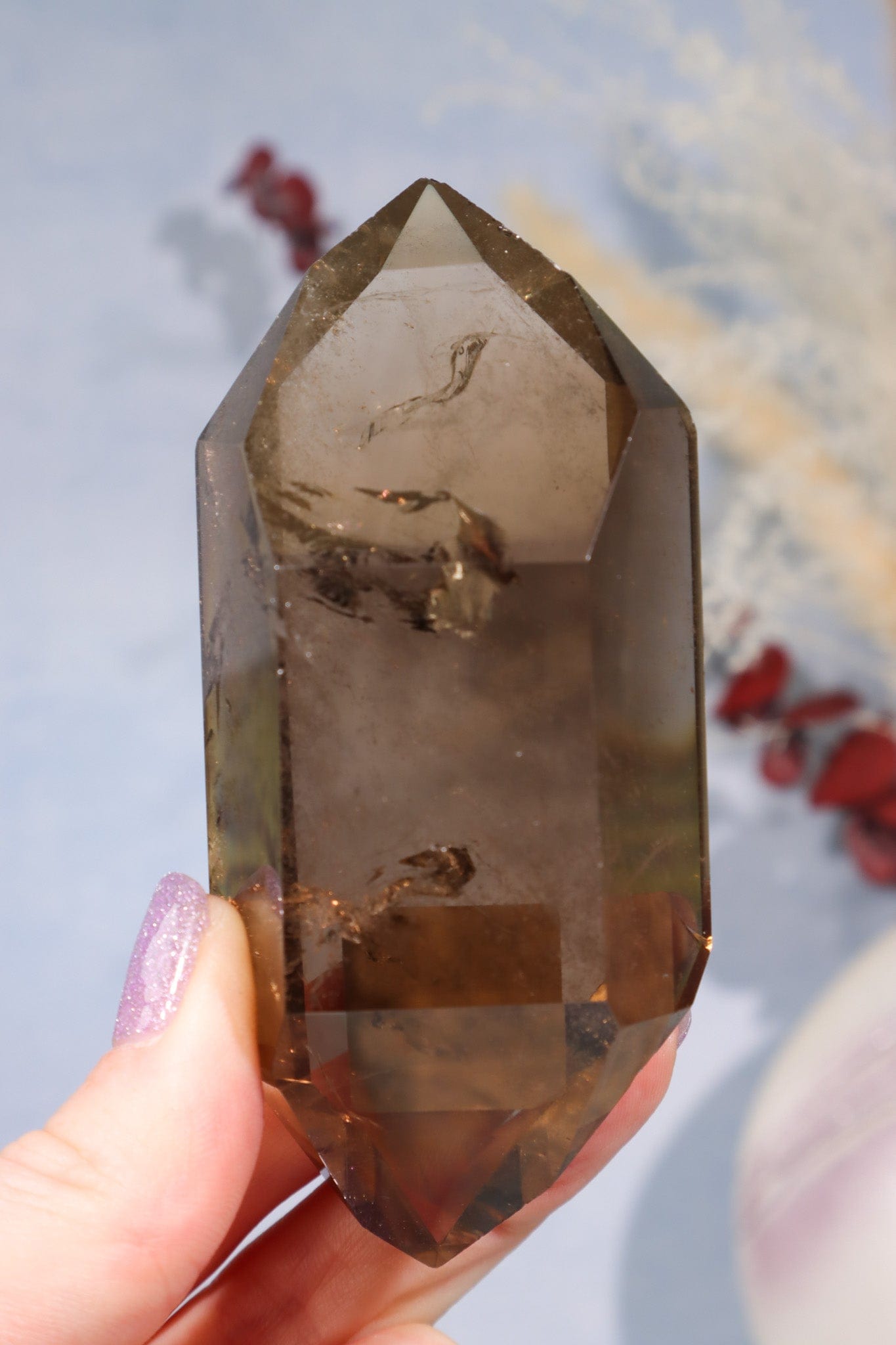 OUTLET AAA Grade Smokey Quartz Double Terminated Point With Inclusions Points Tali & Loz Crystals