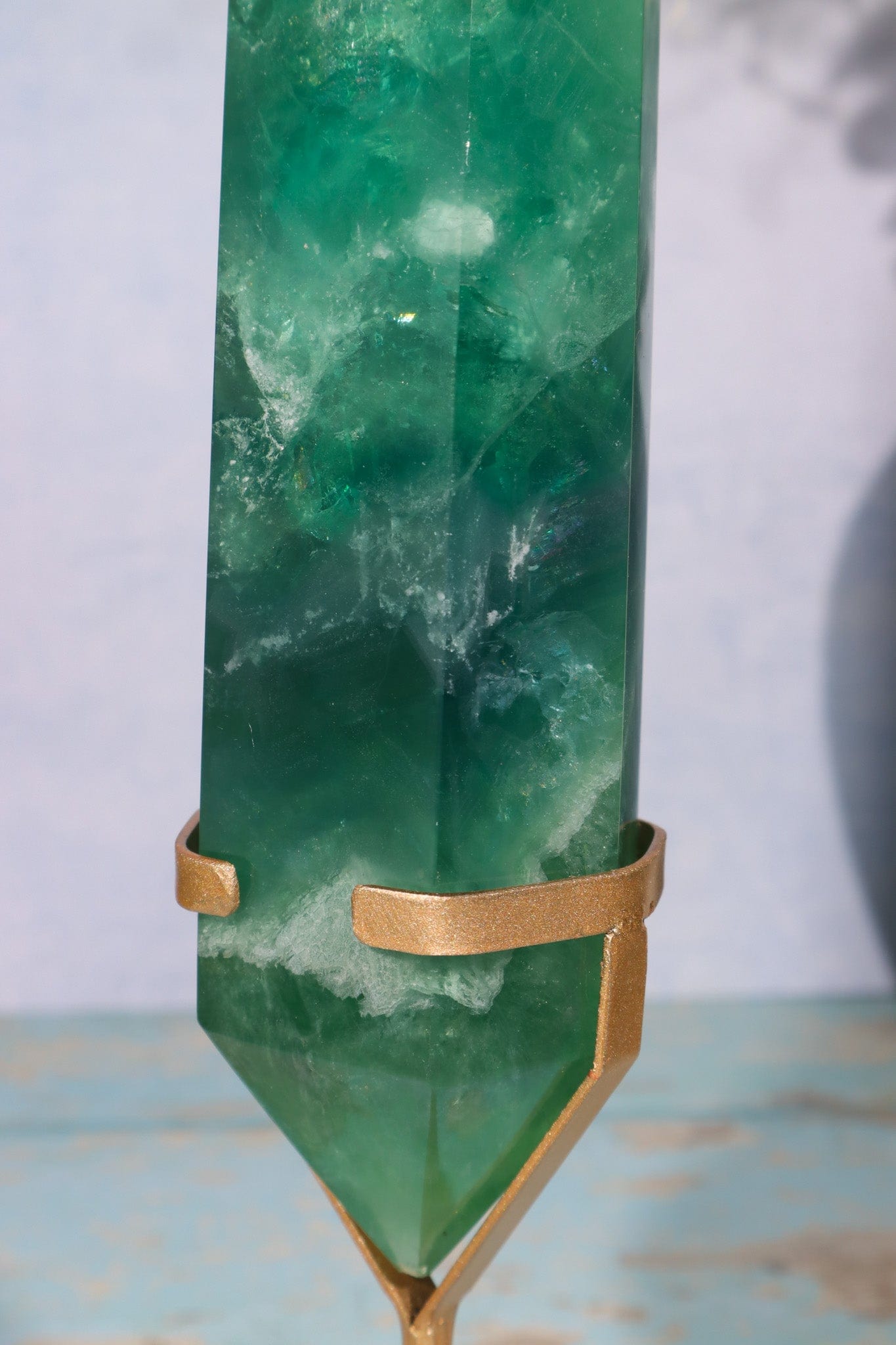 OUTLET Green Fluorite Double Terminated Wand With Stand, 0.81KG Towers Tali & Loz Crystals