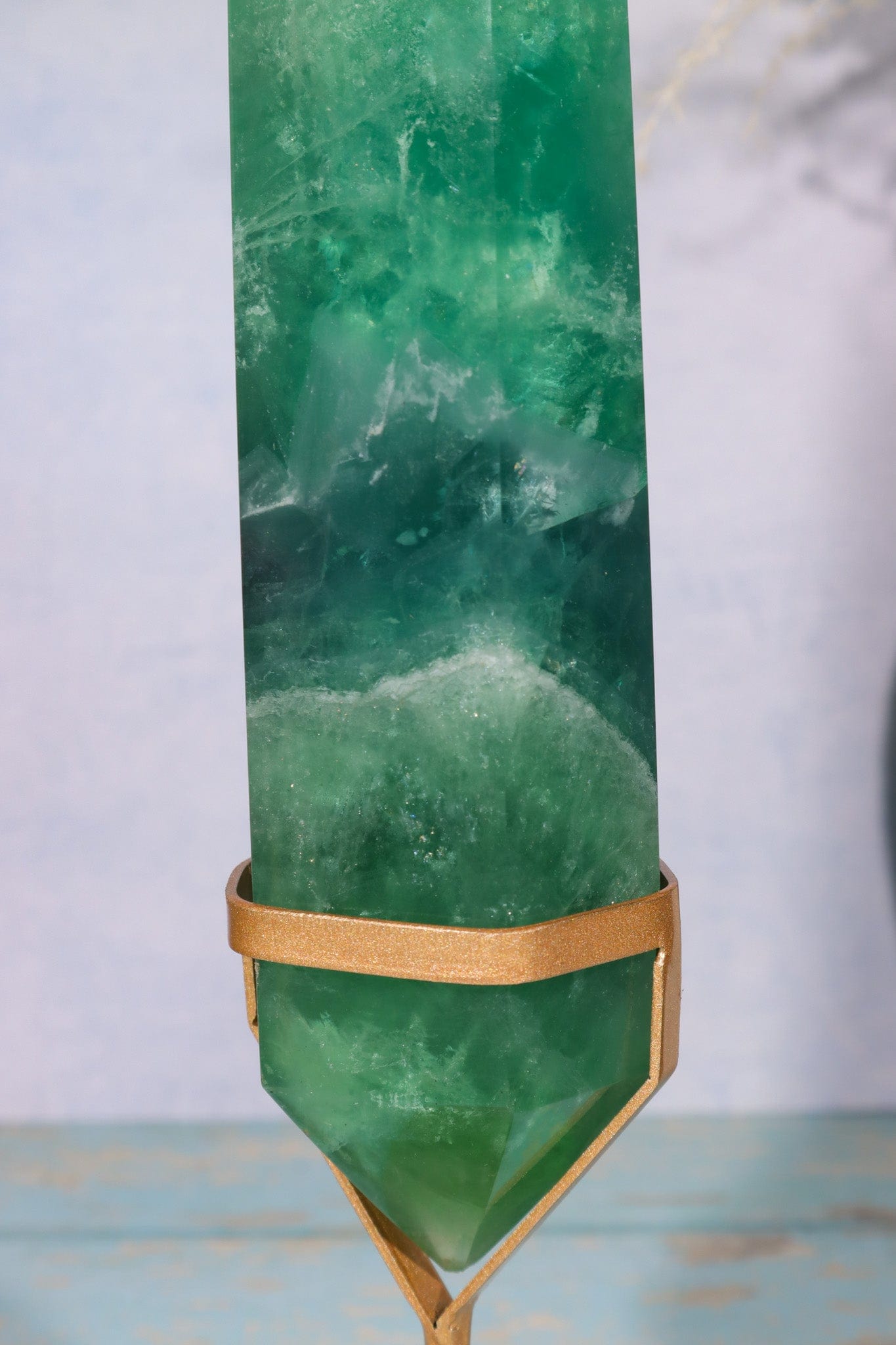OUTLET Green Fluorite Double Terminated Wand With Stand, 0.81KG Towers Tali & Loz Crystals