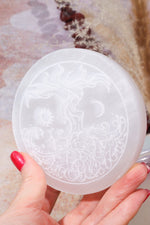 OUTLET Selenite Tree of Life Charging Plate 10cm (Small Imperfections) Plate Tali & Loz Crystals
