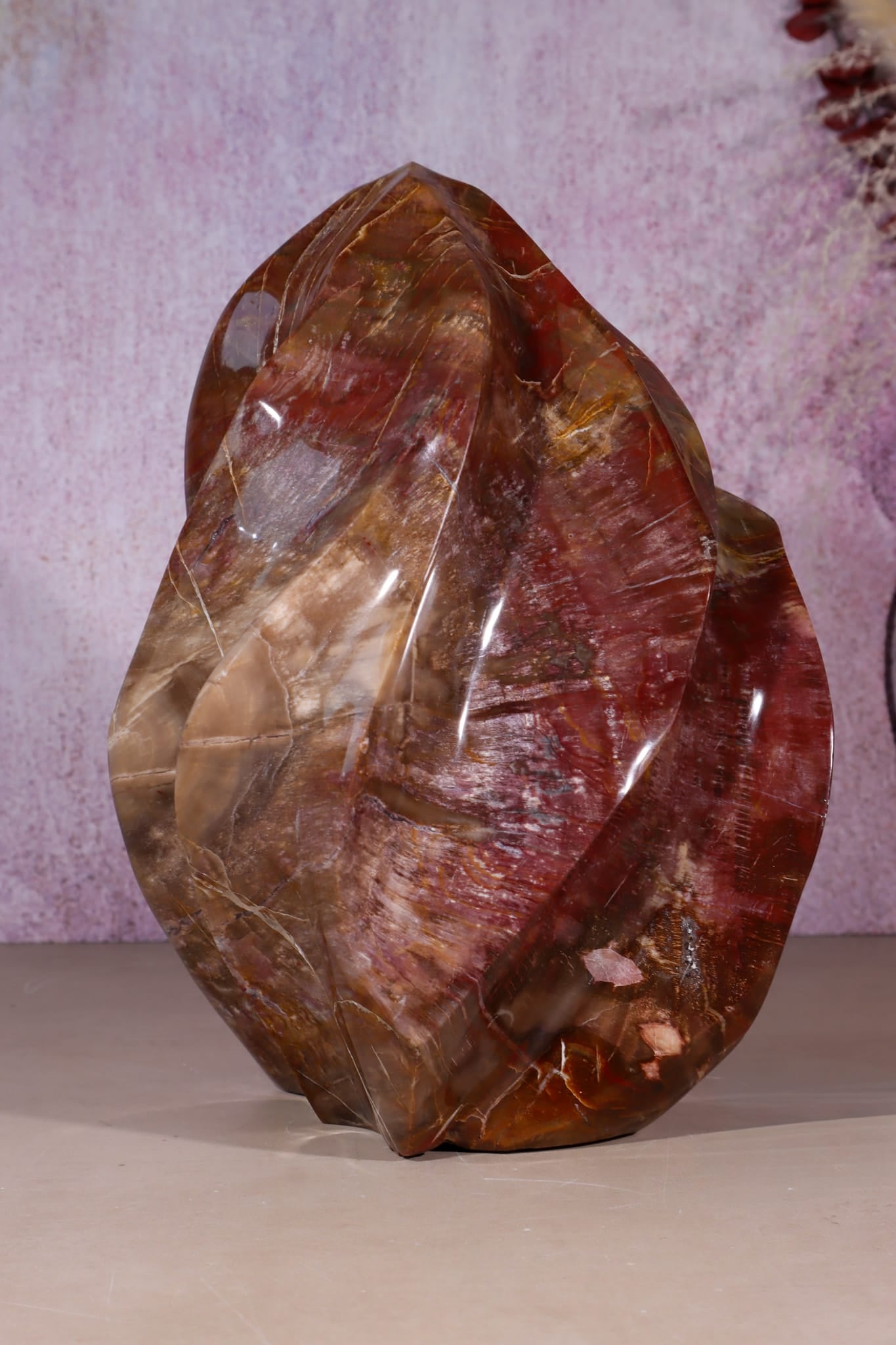 Petrified Wood Flame | XL Statement Piece | Madagascar Flame Tali & Loz Crystals