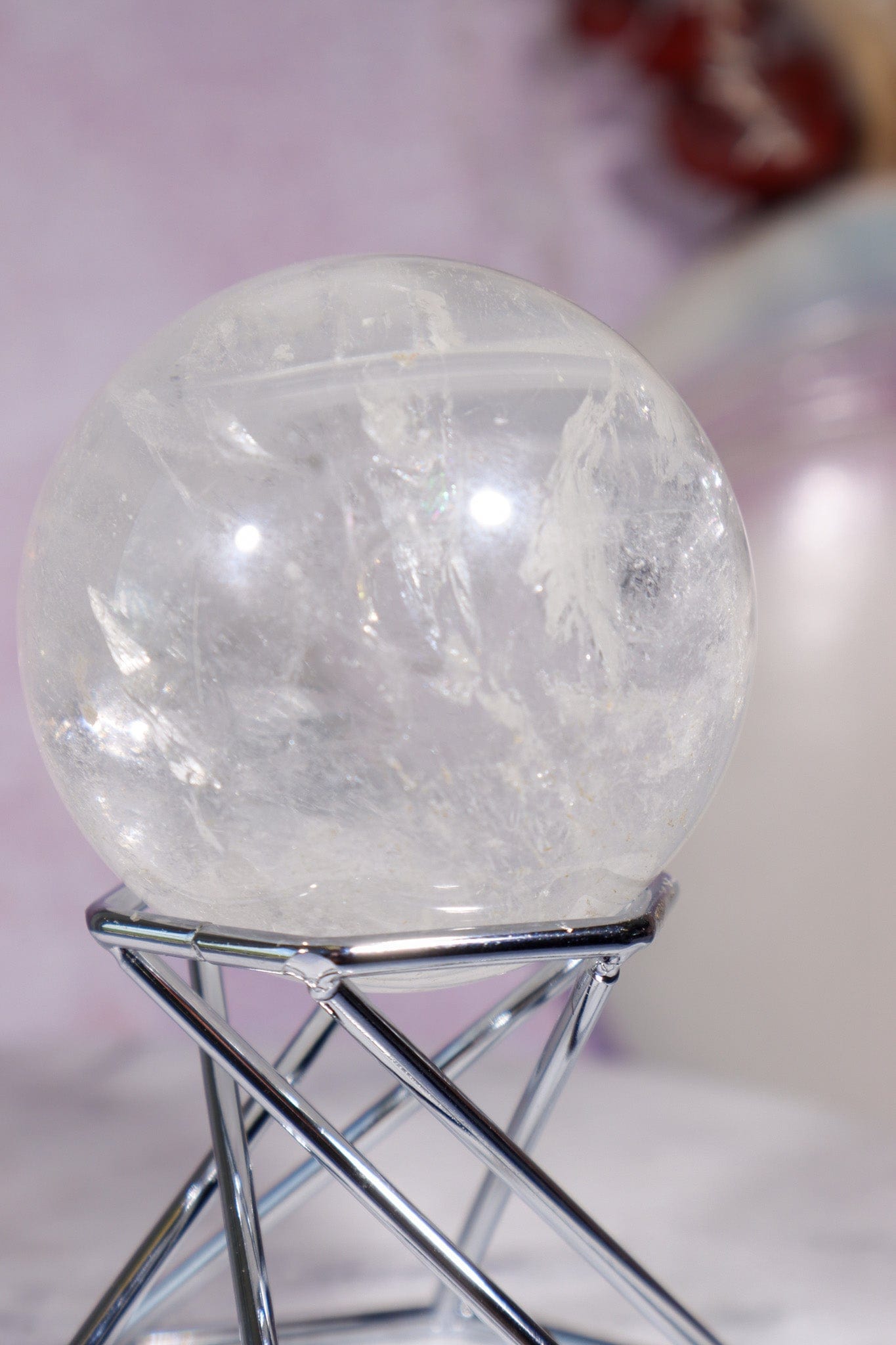 Phantom Clear Quartz Sphere 48mm Spheres Tali & Loz Crystals