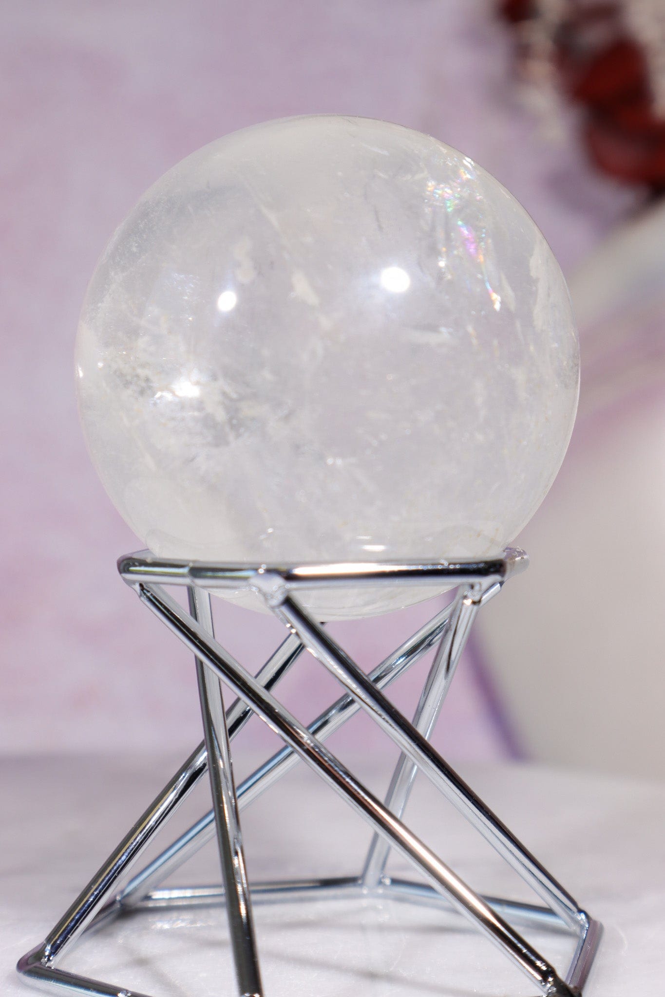 Phantom Clear Quartz Sphere 48mm Spheres Tali & Loz Crystals