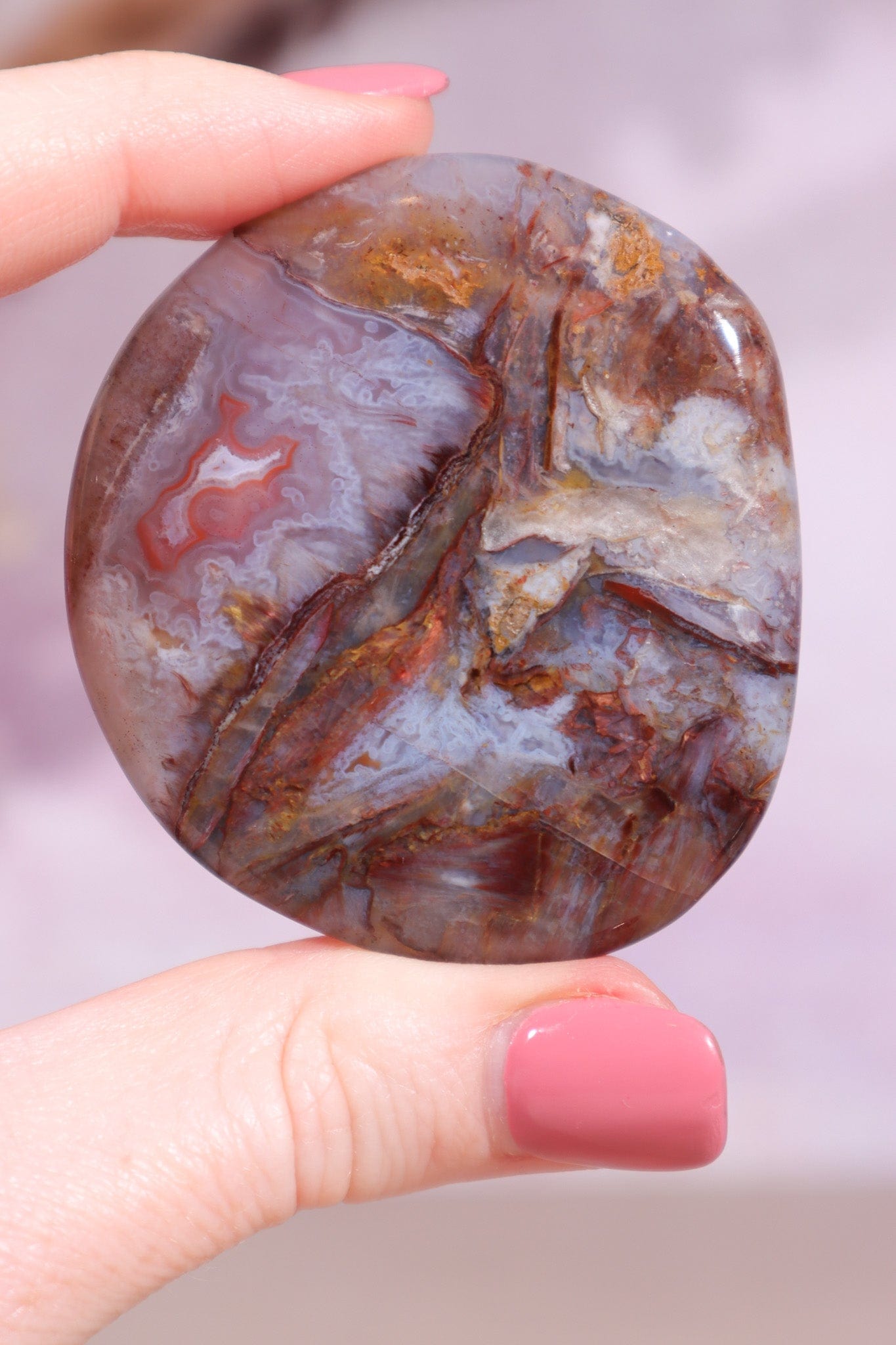 Pietersite in Agate Palmstone 5cm - Tali & Loz Crystals
