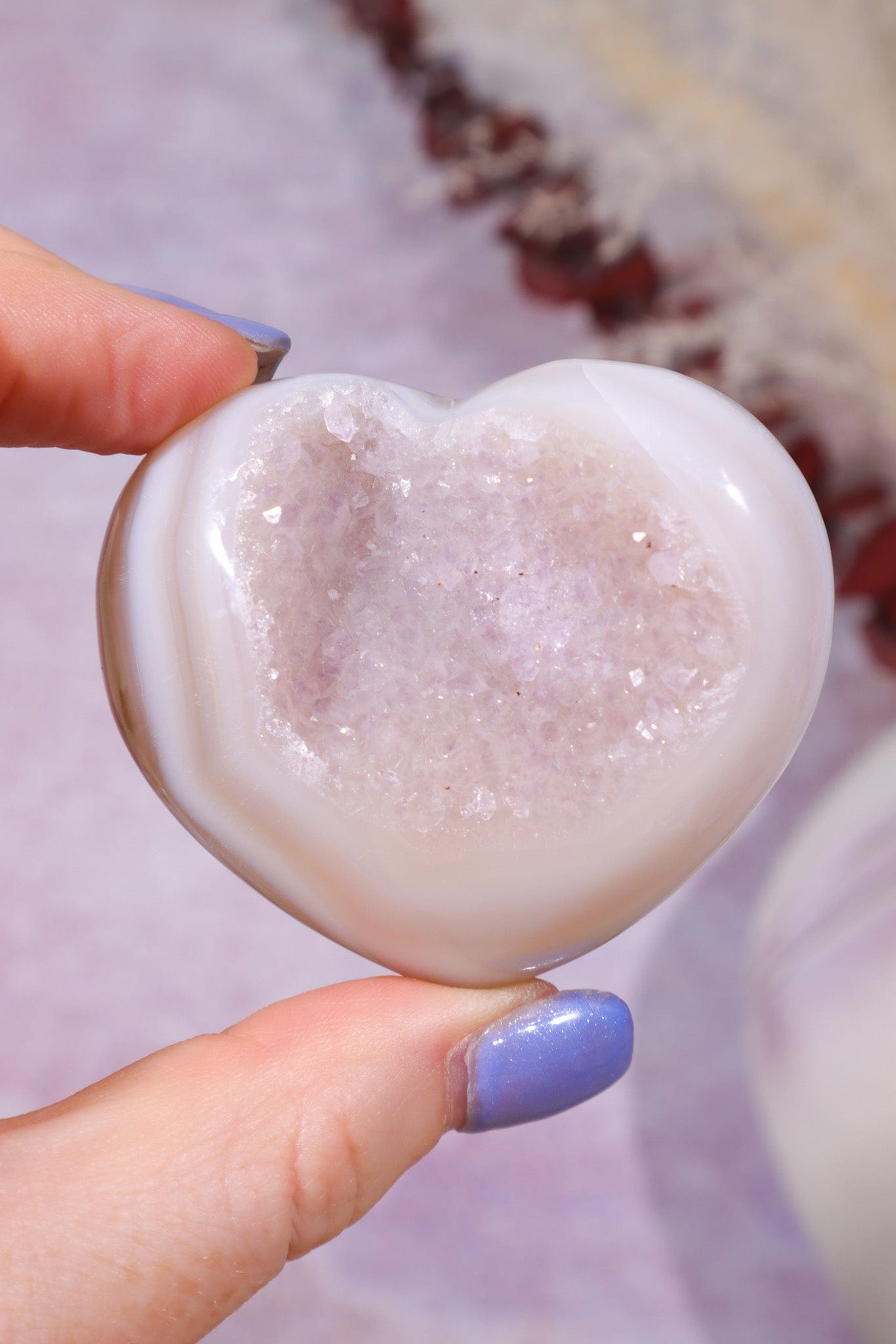 Pink Amethyst In Agate Heart Carving 106gr Hearts Tali & Loz Crystals