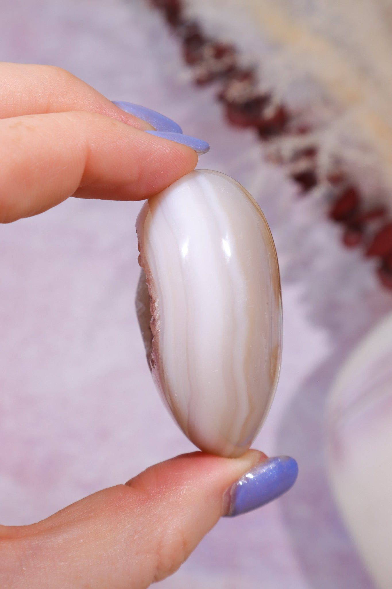 Pink Amethyst In Agate Heart Carving 106gr Hearts Tali & Loz Crystals