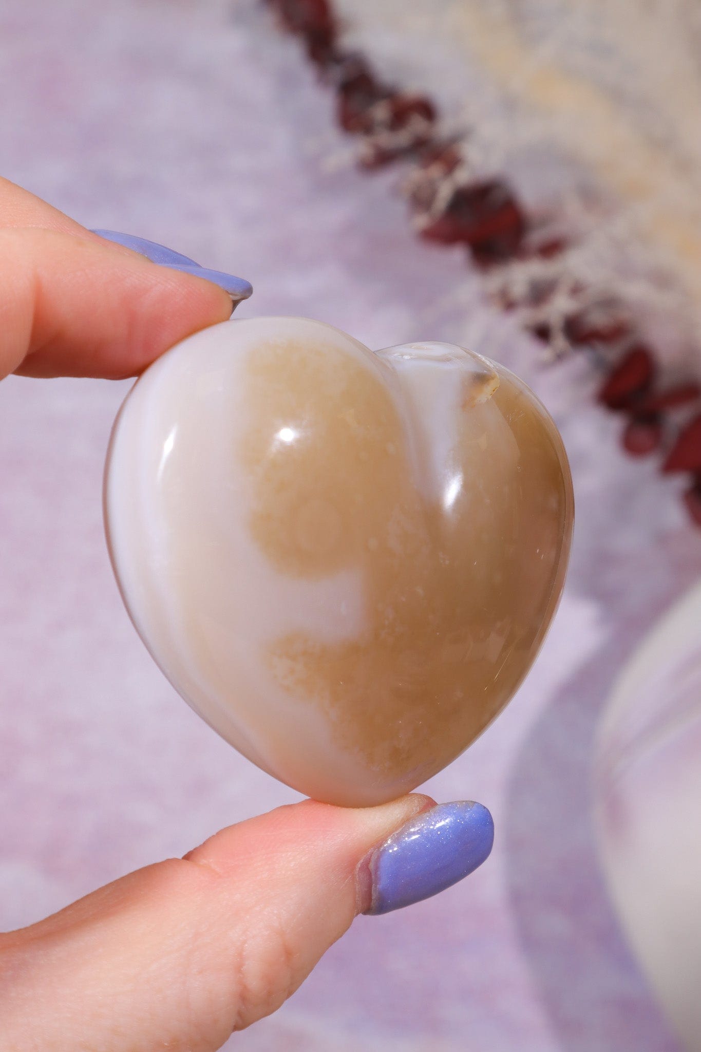 Pink Amethyst In Agate Heart Carving 106gr Hearts Tali & Loz Crystals