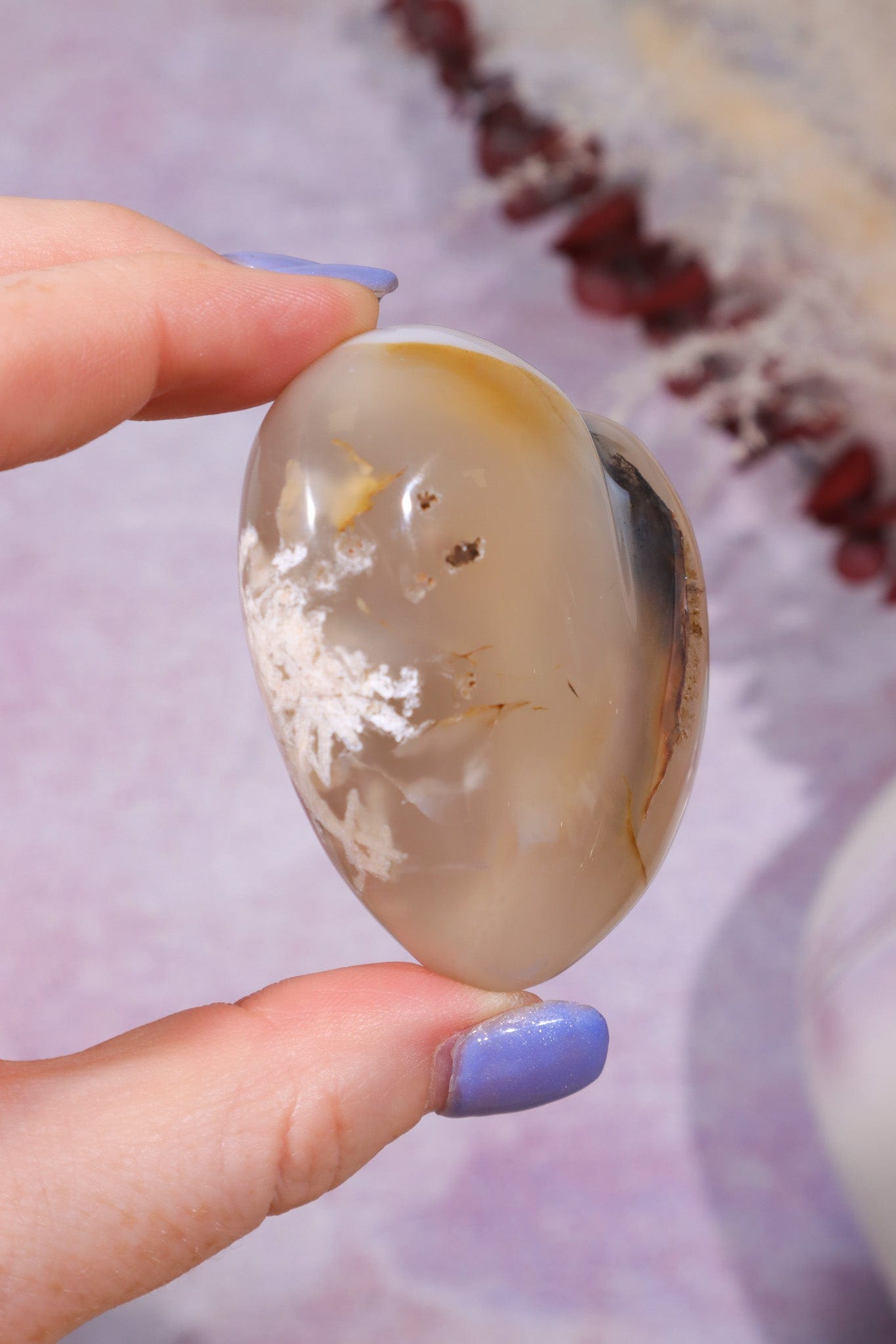 Pink Amethyst In Agate Heart Carving 139gr Hearts Tali & Loz Crystals