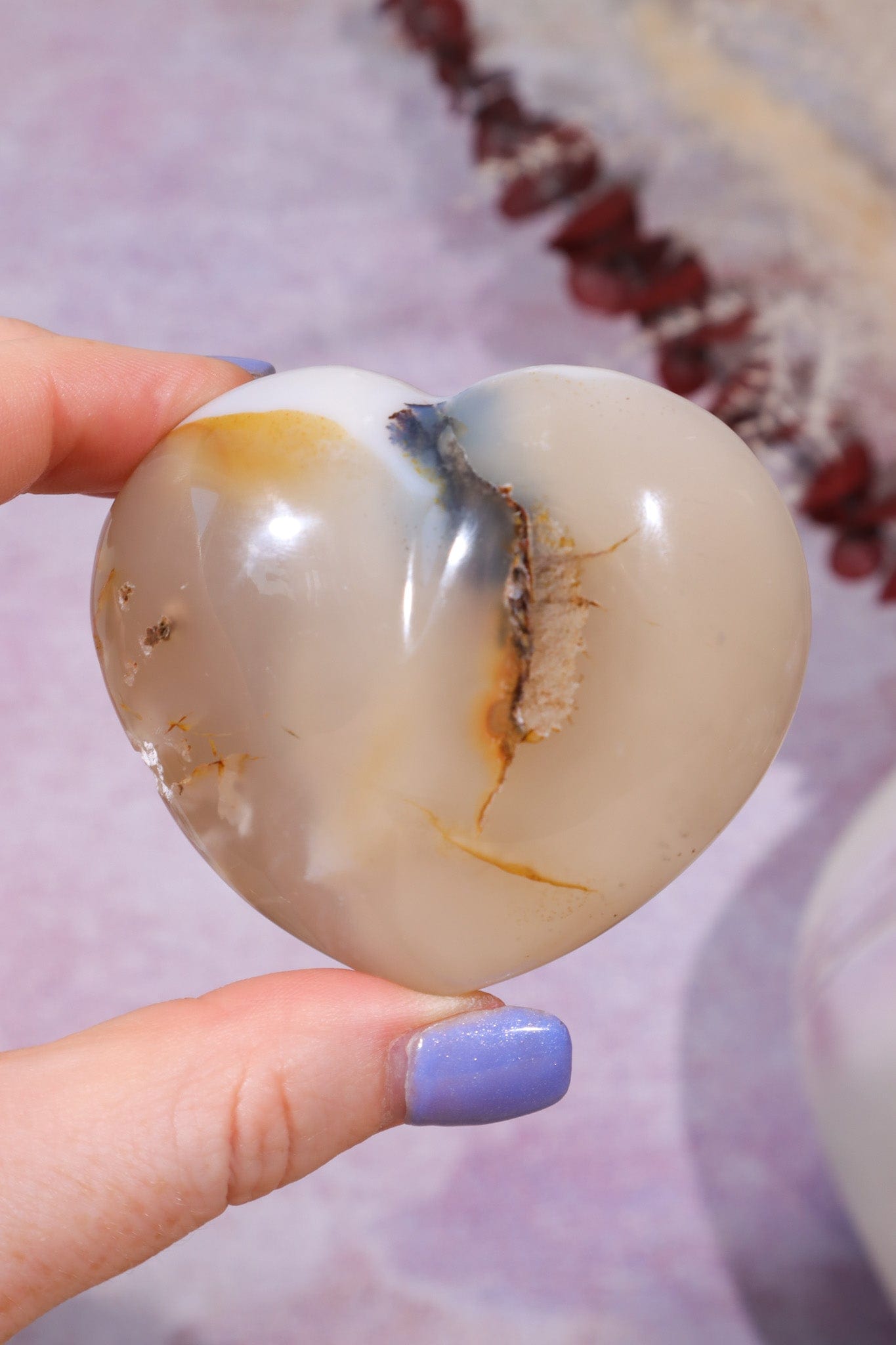 Pink Amethyst In Agate Heart Carving 139gr Hearts Tali & Loz Crystals