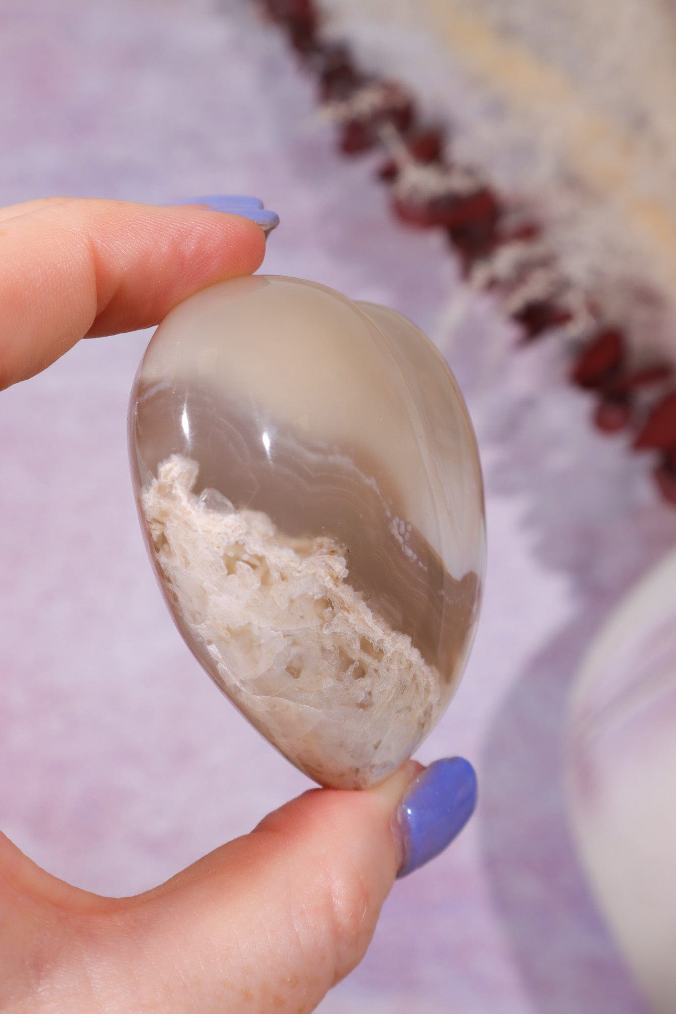 Pink Amethyst In Agate Heart Carving 154gr Hearts Tali & Loz Crystals