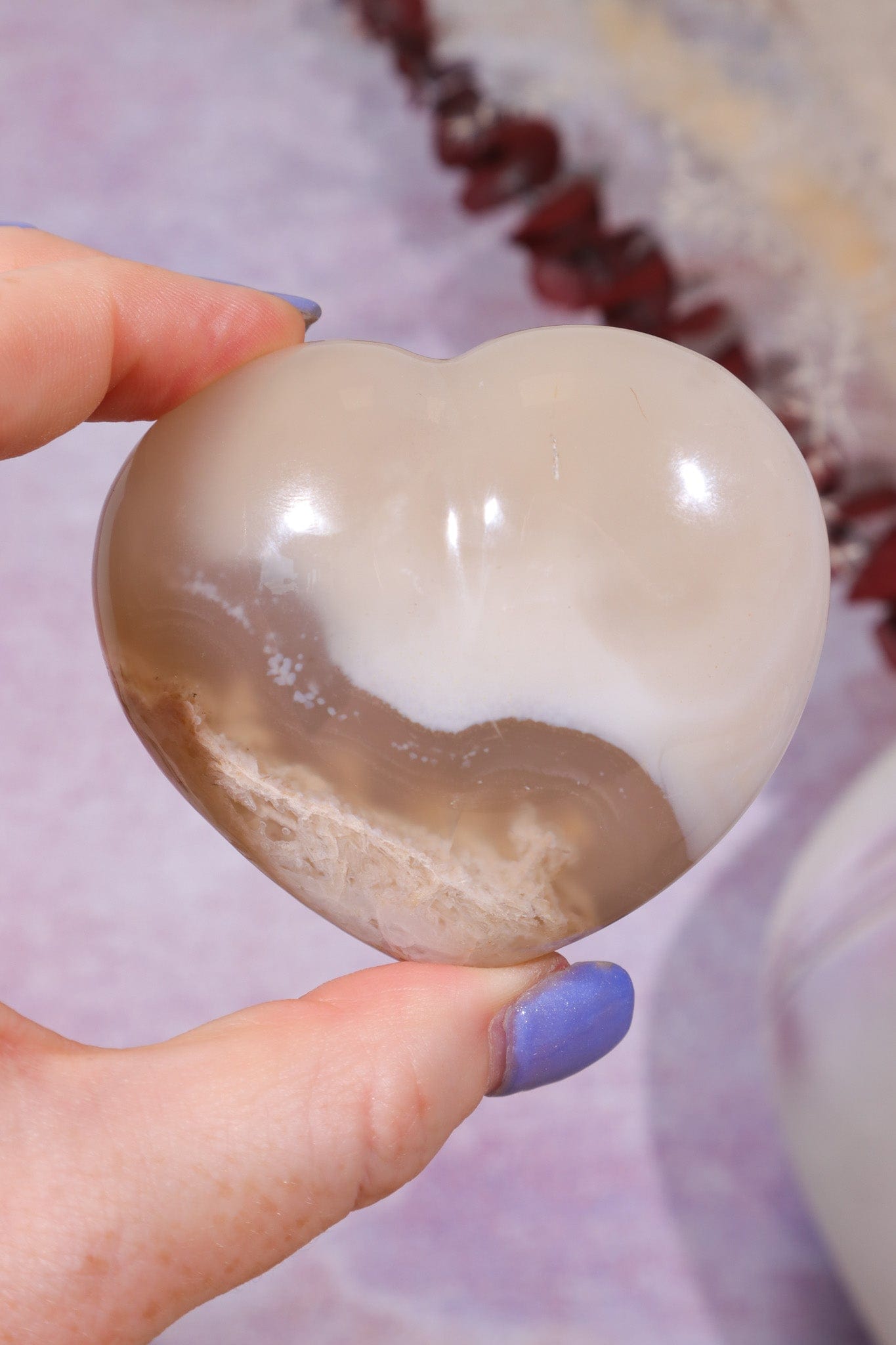Pink Amethyst In Agate Heart Carving 154gr Hearts Tali & Loz Crystals
