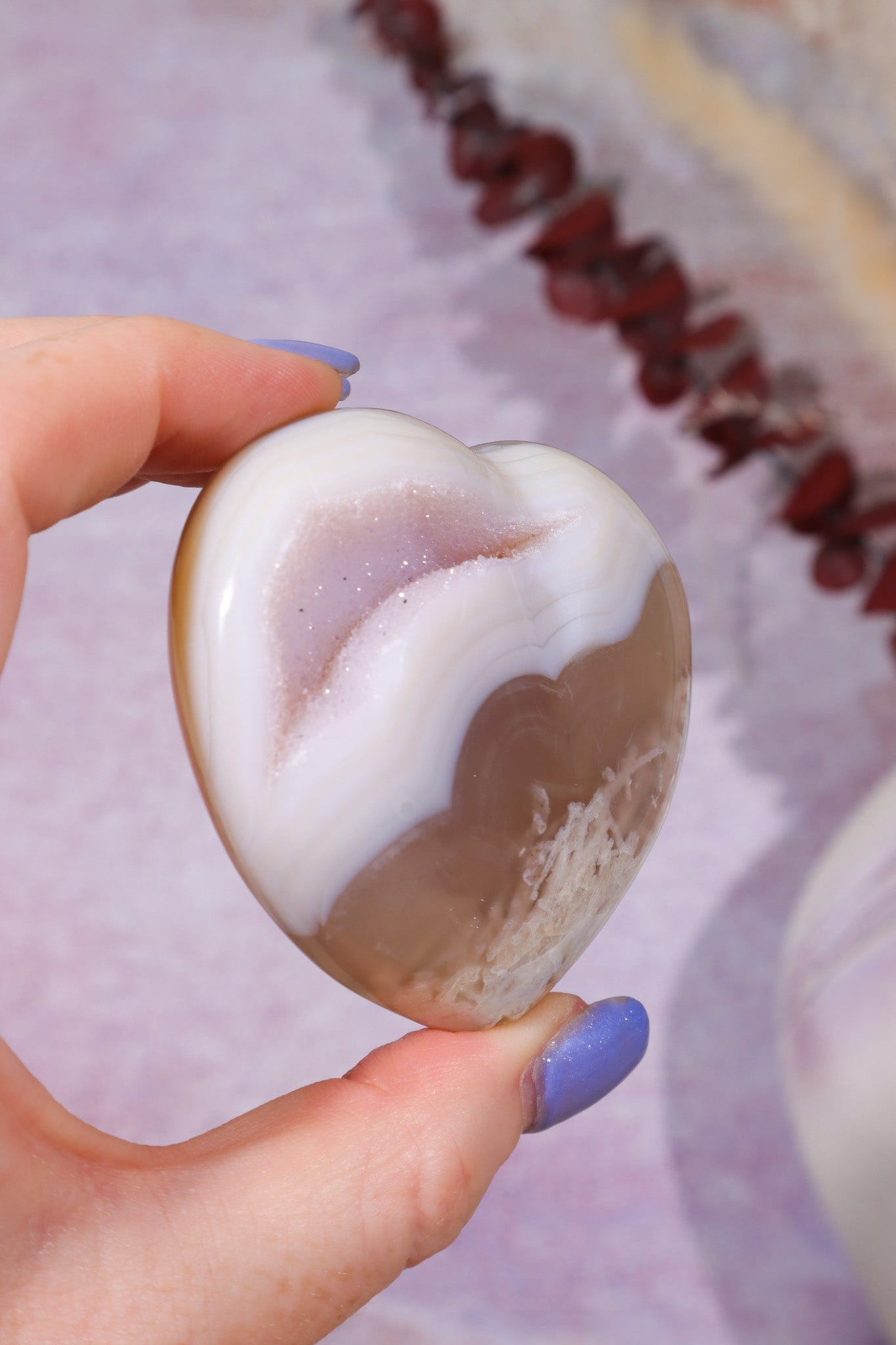 Pink Amethyst In Agate Heart Carving 154gr Hearts Tali & Loz Crystals