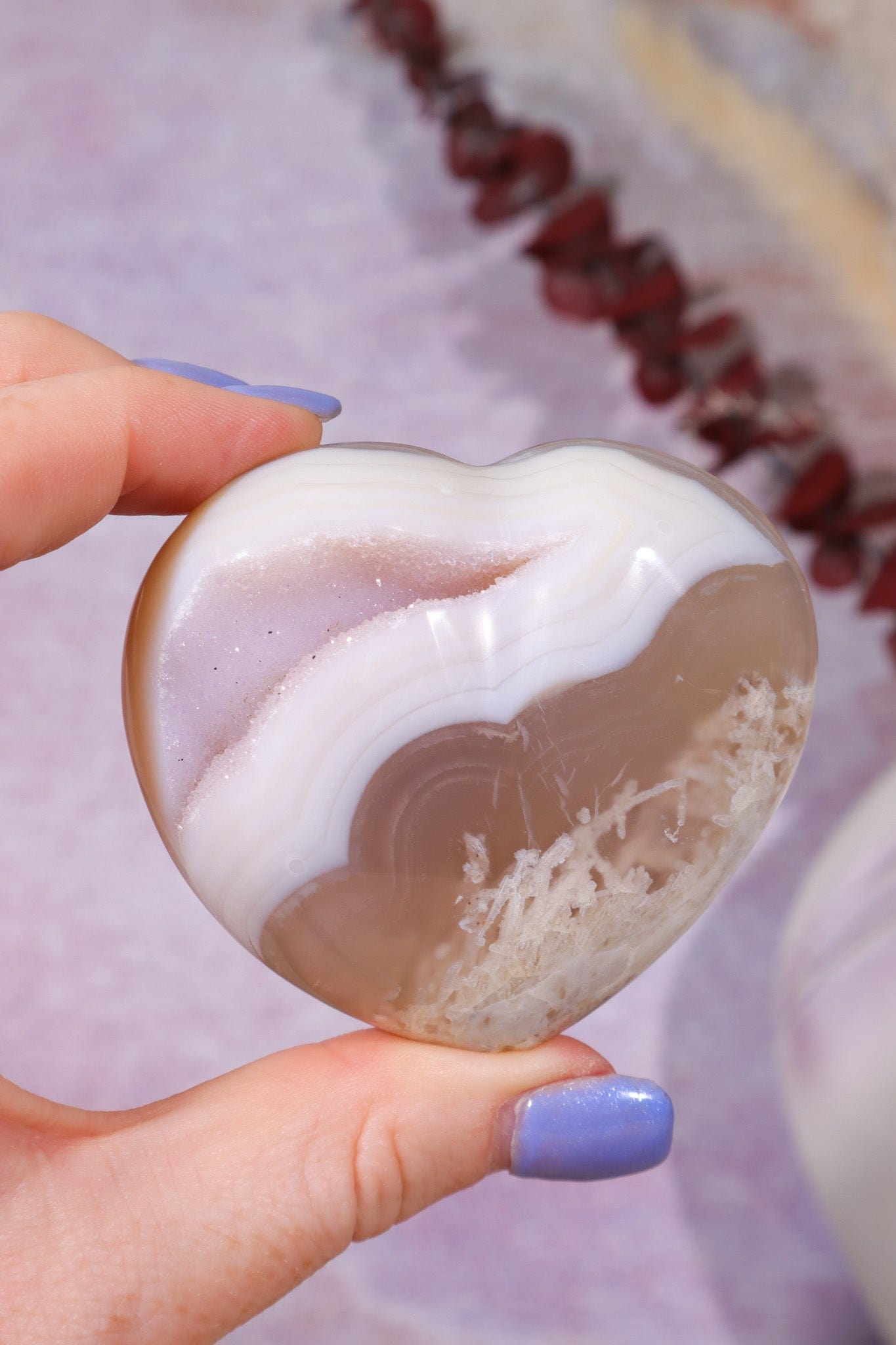Pink Amethyst In Agate Heart Carving 154gr Hearts Tali & Loz Crystals