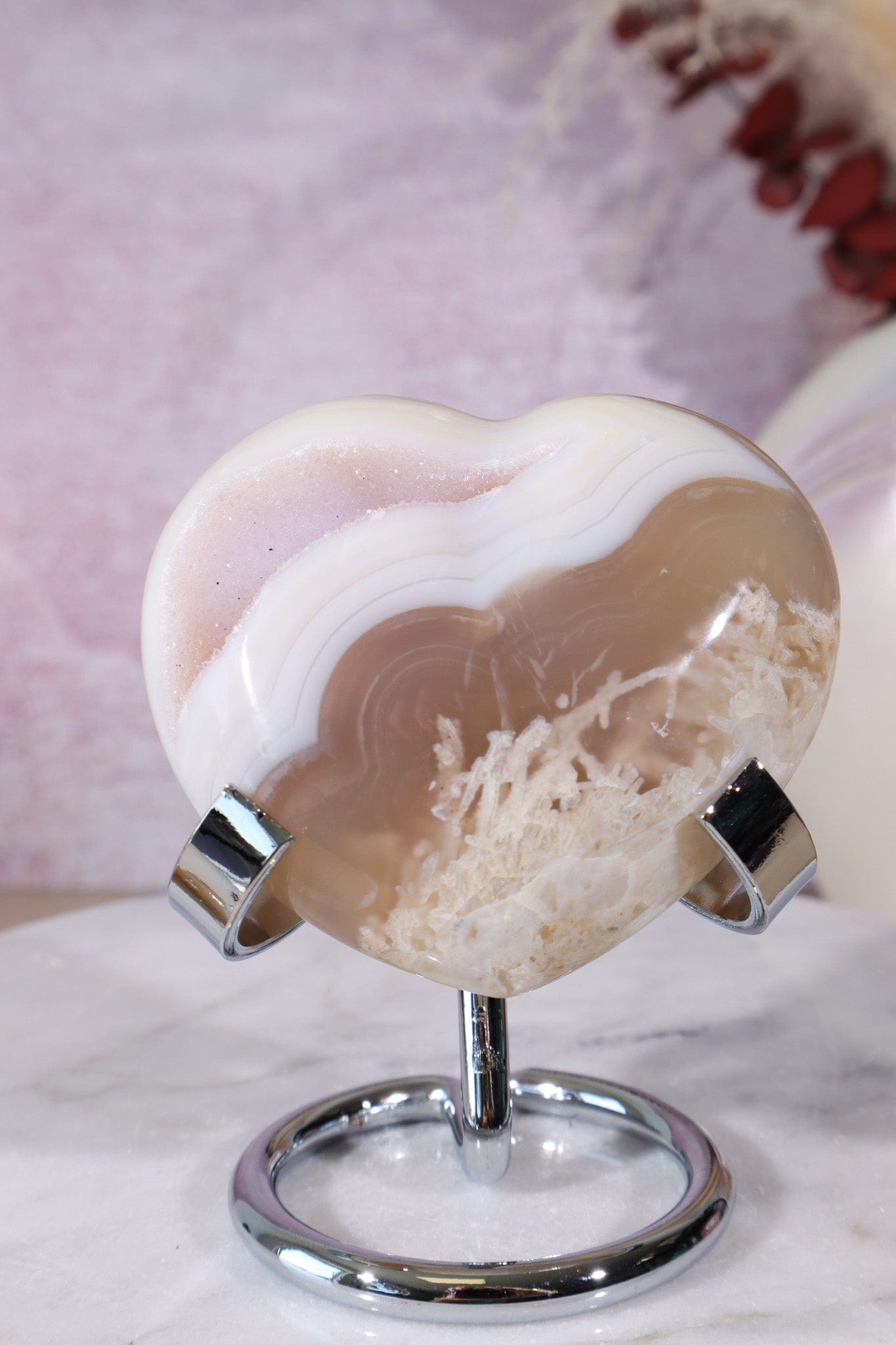 Pink Amethyst In Agate Heart Carving 154gr Hearts Tali & Loz Crystals