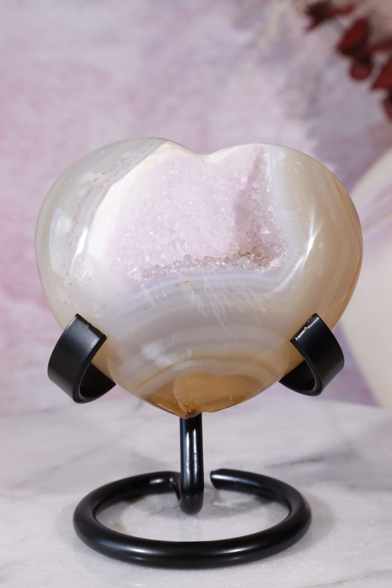 Pink Amethyst In Agate Heart Carving 162gr Hearts Tali & Loz Crystals
