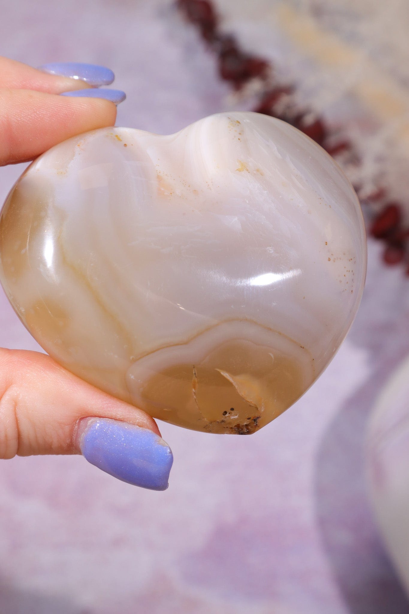 Pink Amethyst In Agate Heart Carving 162gr Hearts Tali & Loz Crystals