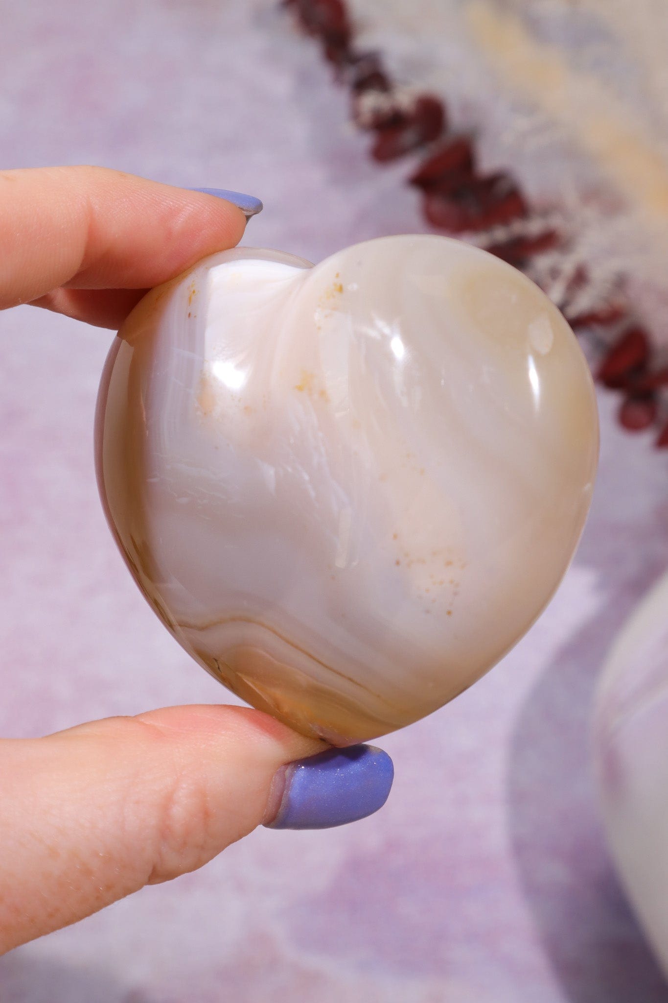 Pink Amethyst In Agate Heart Carving 162gr Hearts Tali & Loz Crystals