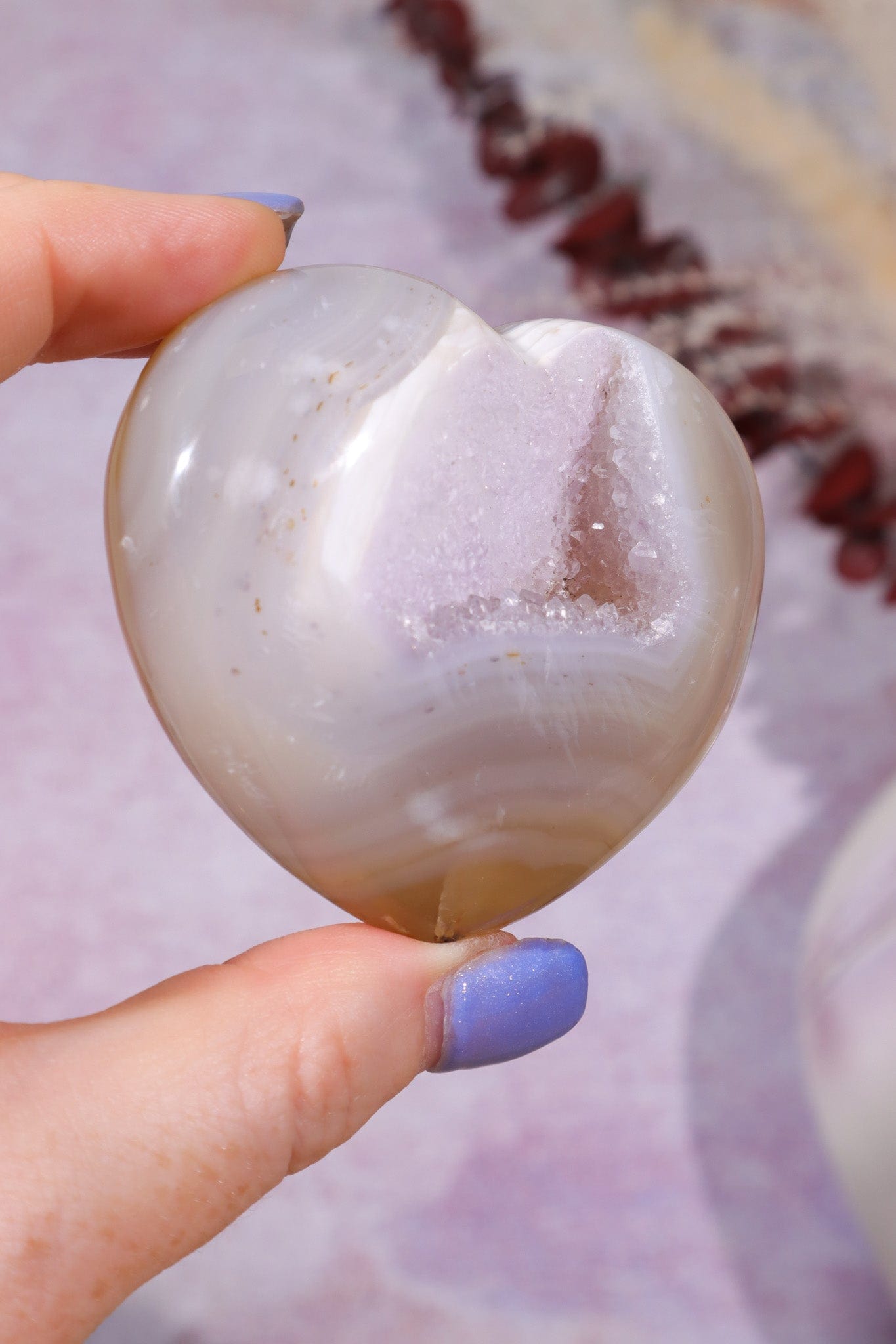 Pink Amethyst In Agate Heart Carving 162gr Hearts Tali & Loz Crystals