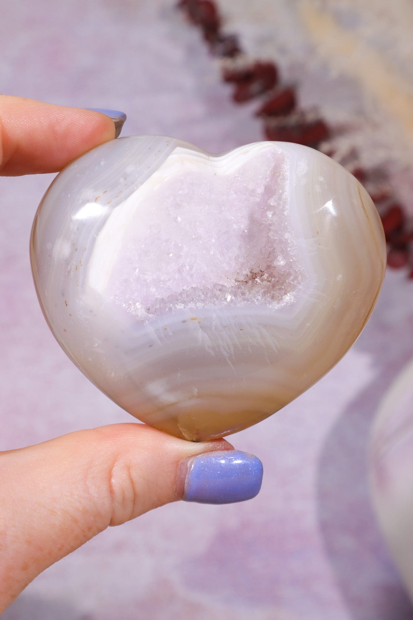 Pink Amethyst In Agate Heart Carving 162gr Hearts Tali & Loz Crystals
