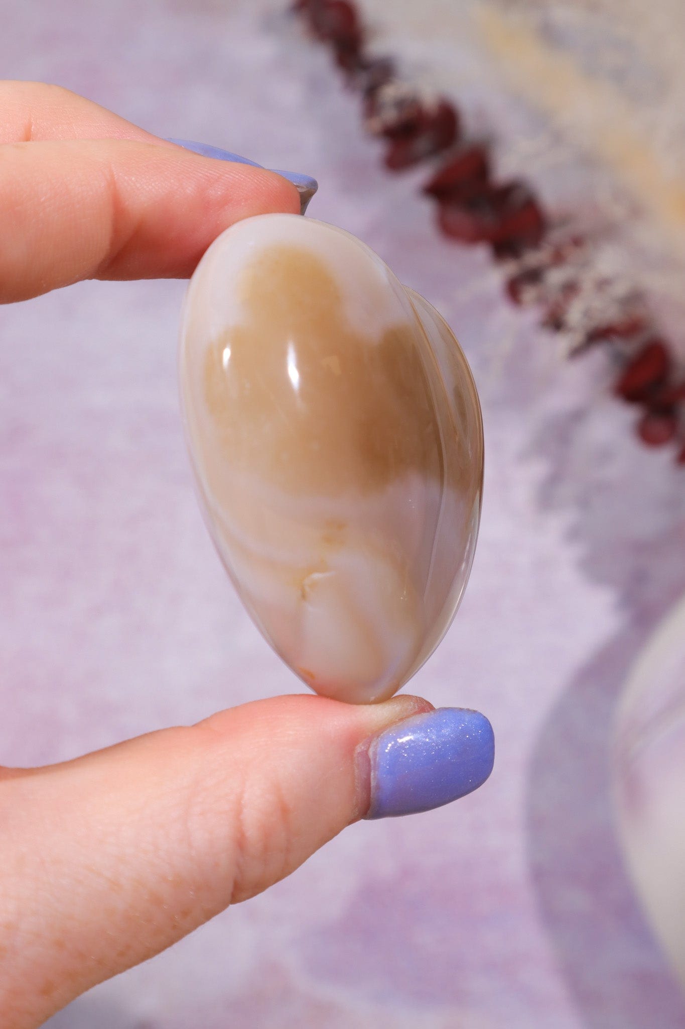 Pink Amethyst In Agate Heart Carving 98gr Hearts Tali & Loz Crystals