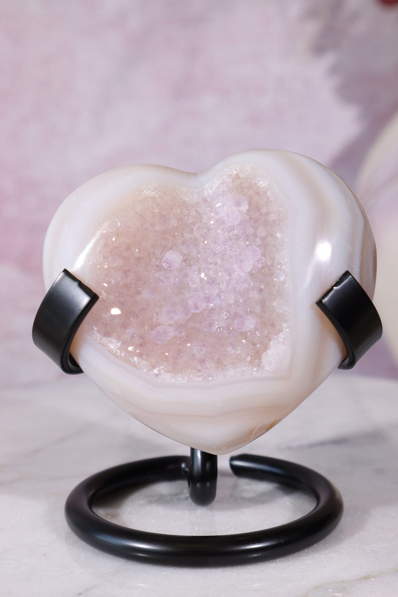 Pink Amethyst In Agate Heart Carving 98gr Hearts Tali & Loz Crystals