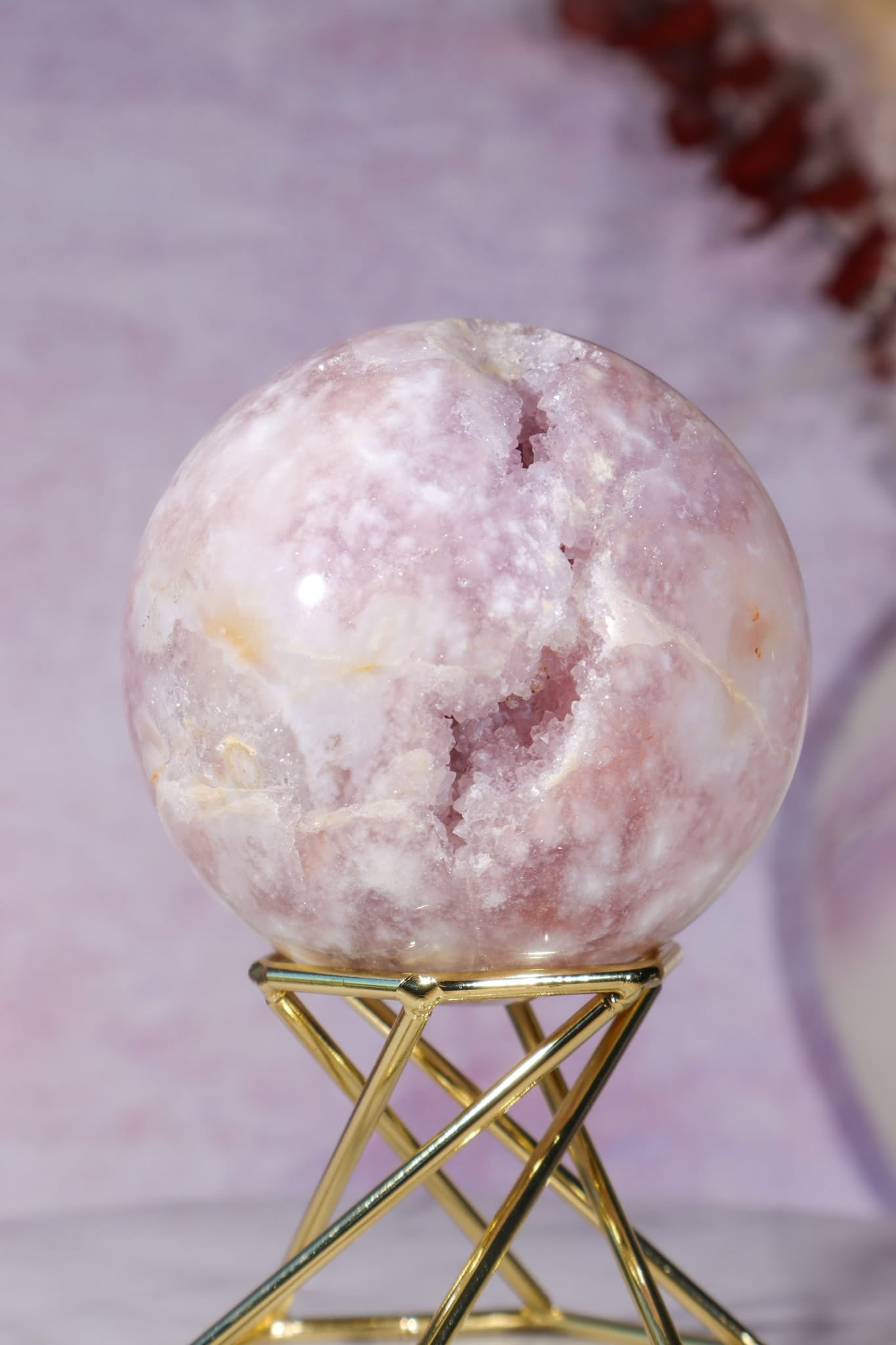 Pink Amethyst with Flower Agate & Lilac Amethyst Sphere 6.3cm spheres Tali & Loz Crystals